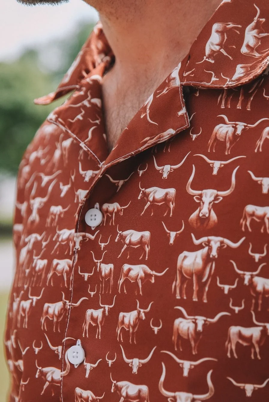 Wild Steer: Fiery Longhorn Button-Up Shirt - Image 2
