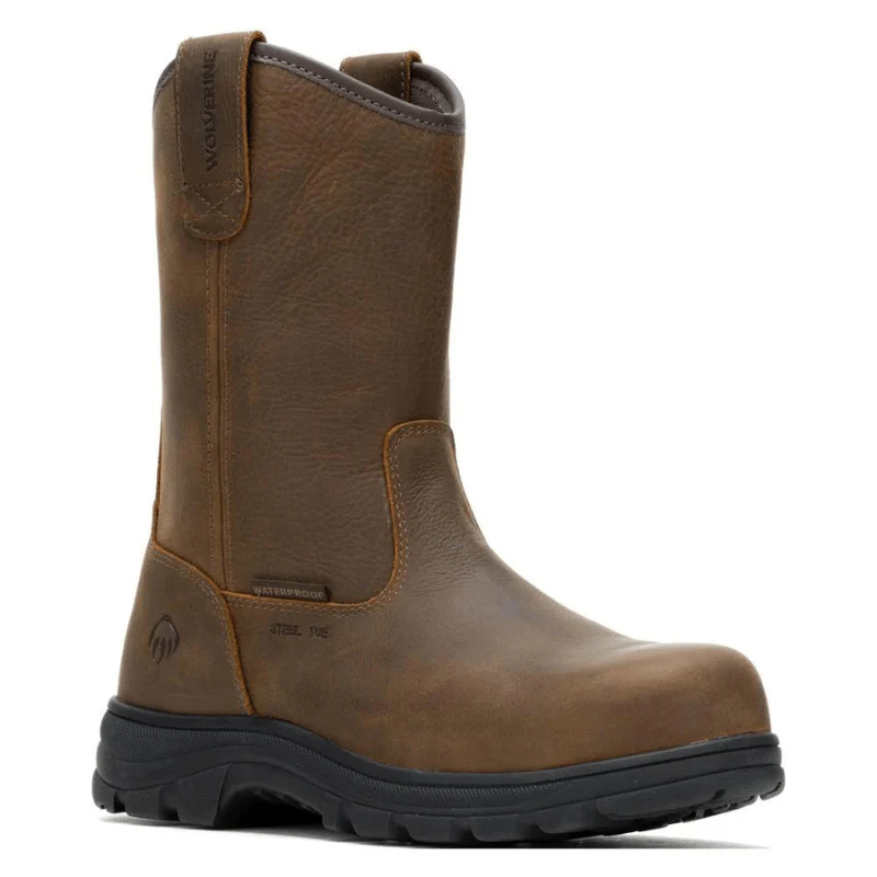 Wolverine Men's Carlsbad Wellington Brown Waterproof Steel Toe Work Boots W241069
