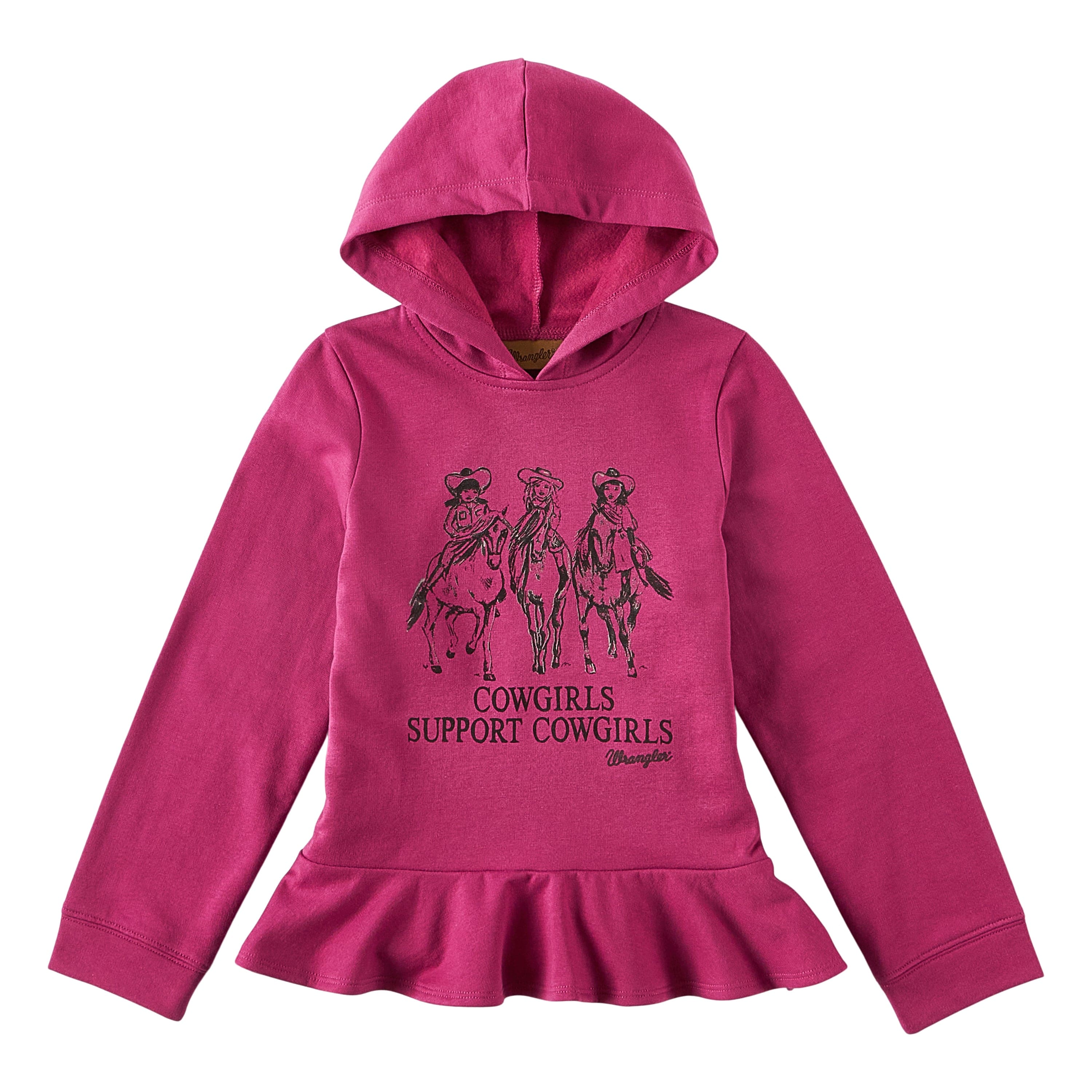 Wrangler Girls Ruffle Hem Cowgirls Pullover Hoodie 112321689