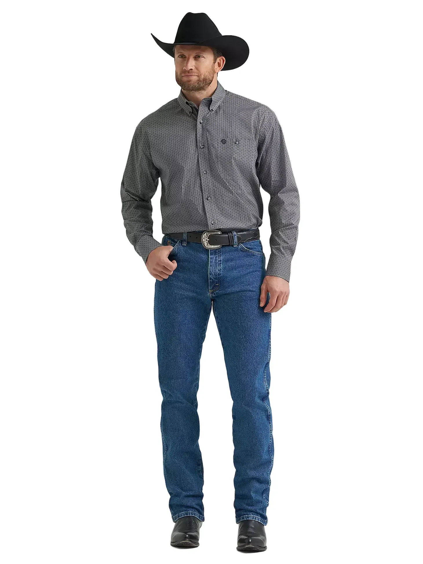 Wrangler Men's Black Navy Hourglass George Strait Button Down Shirt 112369598 - Image 2