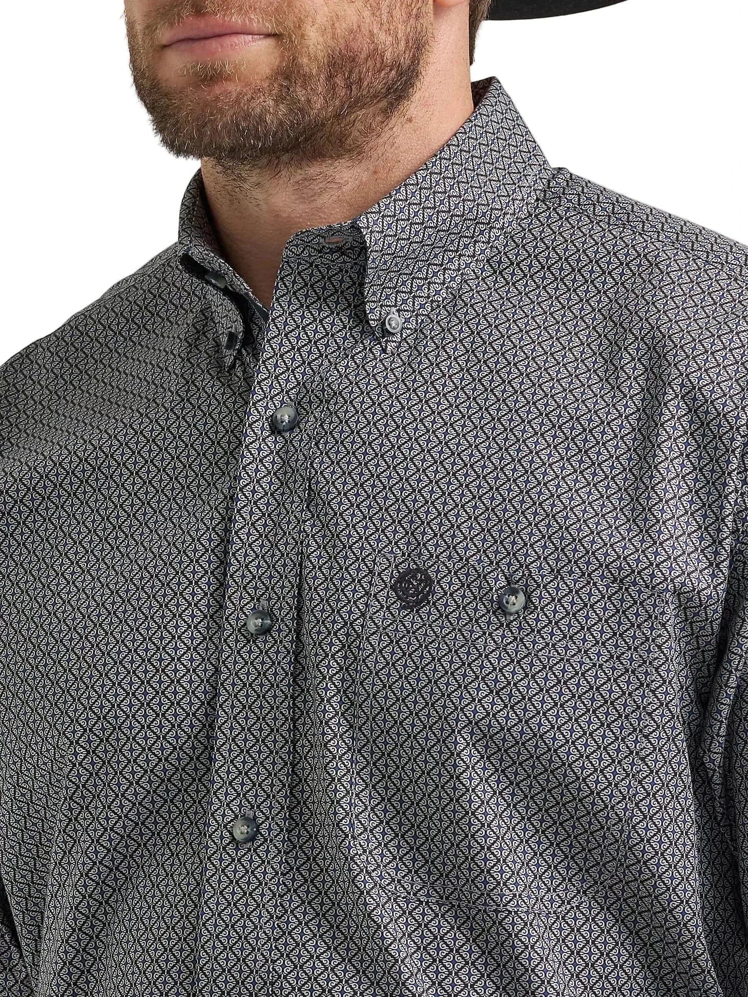 Wrangler Men's Black Navy Hourglass George Strait Button Down Shirt 112369598 - Image 4
