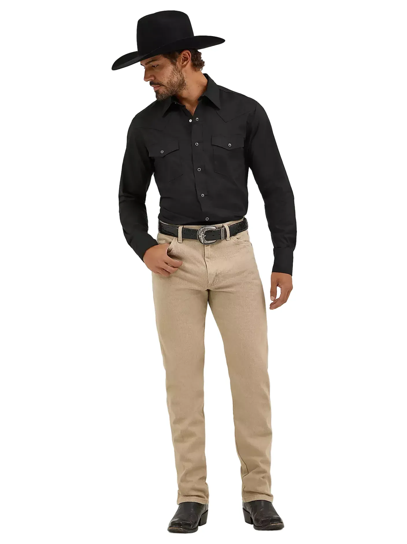 Wrangler Men's Black Western Long Sleeve Snap Shirt 1071105BK - Image 2
