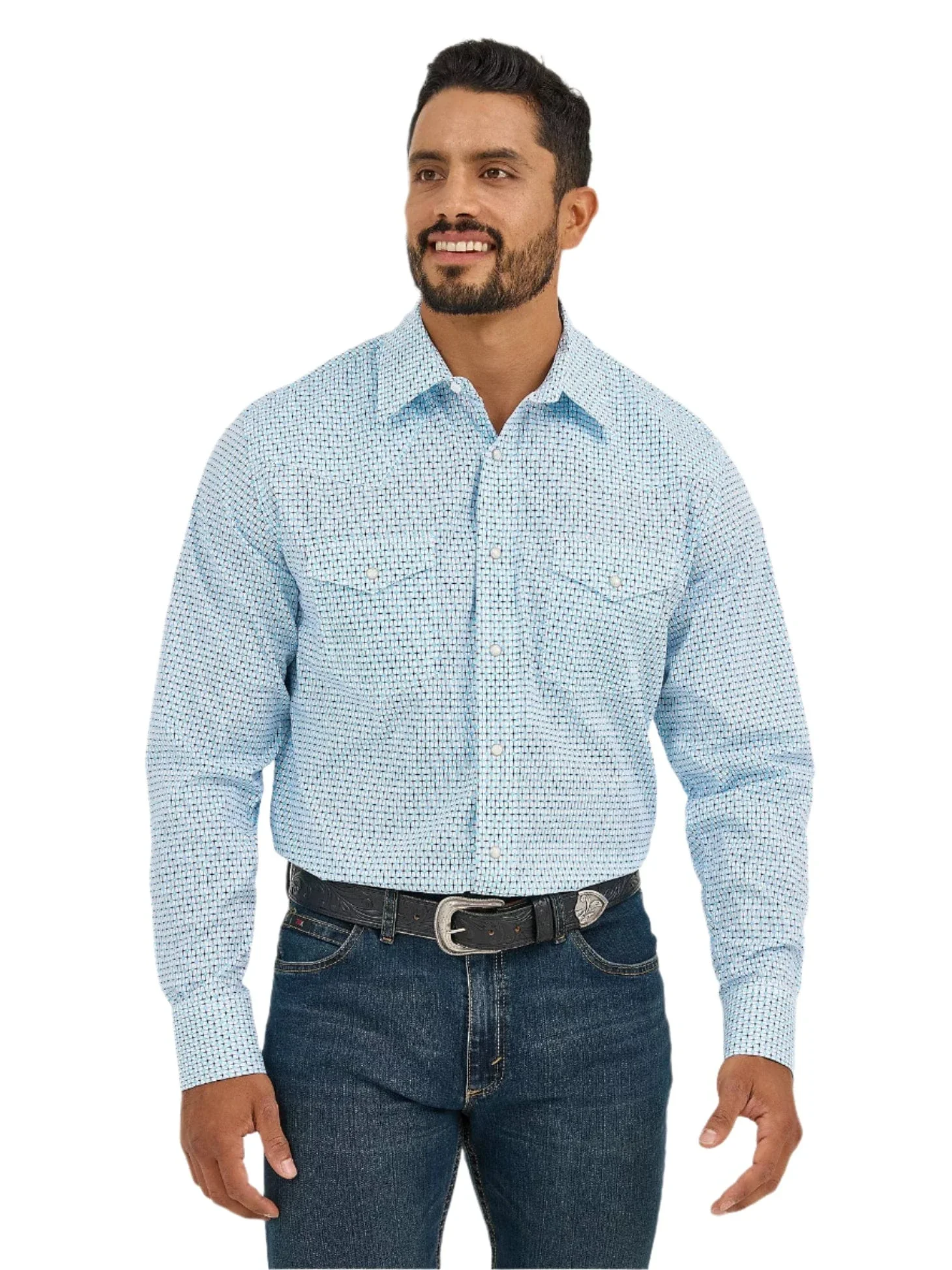 Wrangler Men's Blue Fence 20X Competition Advance Comfort Long Sleeve Snap Shirt 112365390