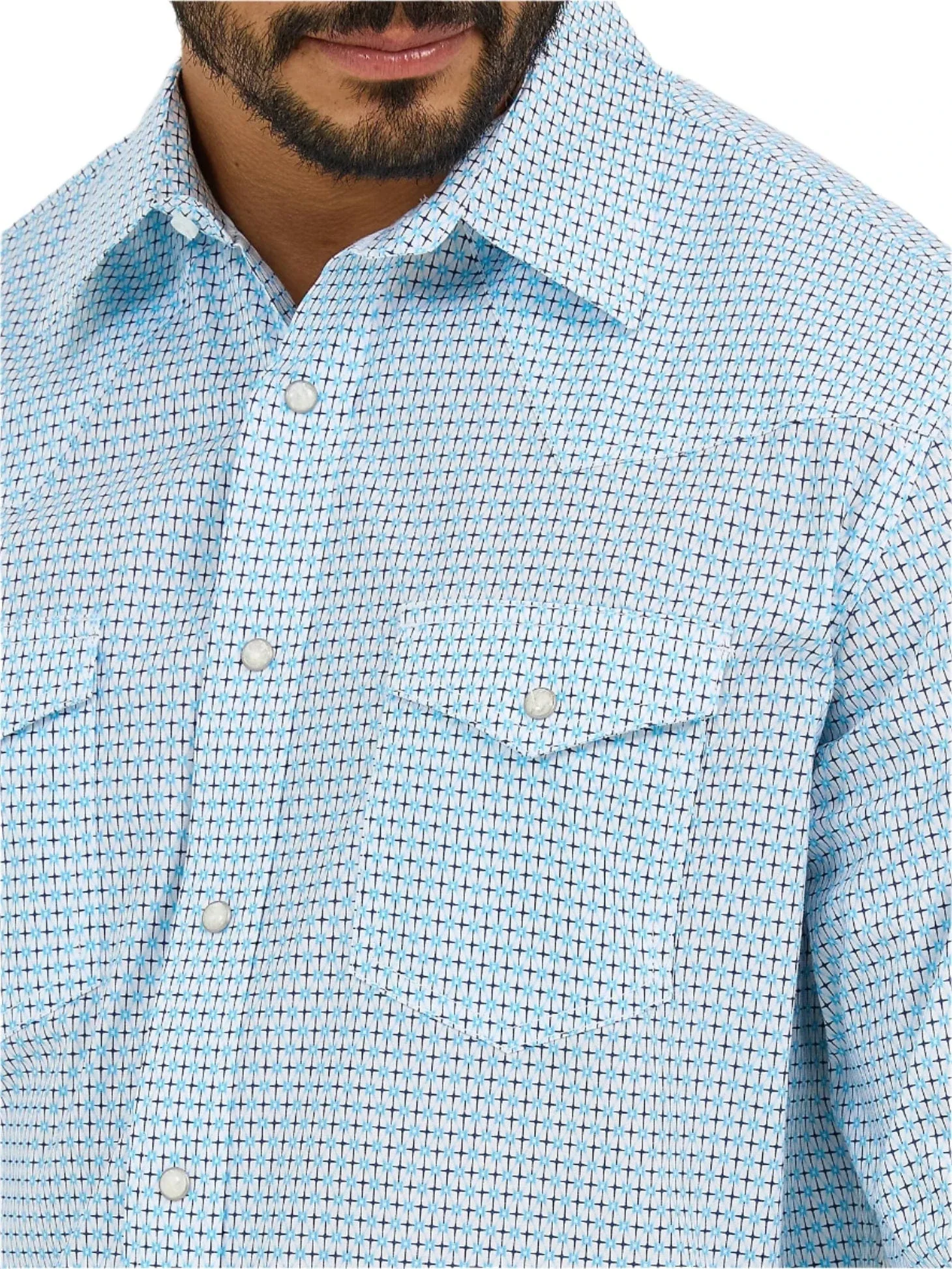 Wrangler Men's Blue Fence 20X Competition Advance Comfort Long Sleeve Snap Shirt 112365390 - Image 3