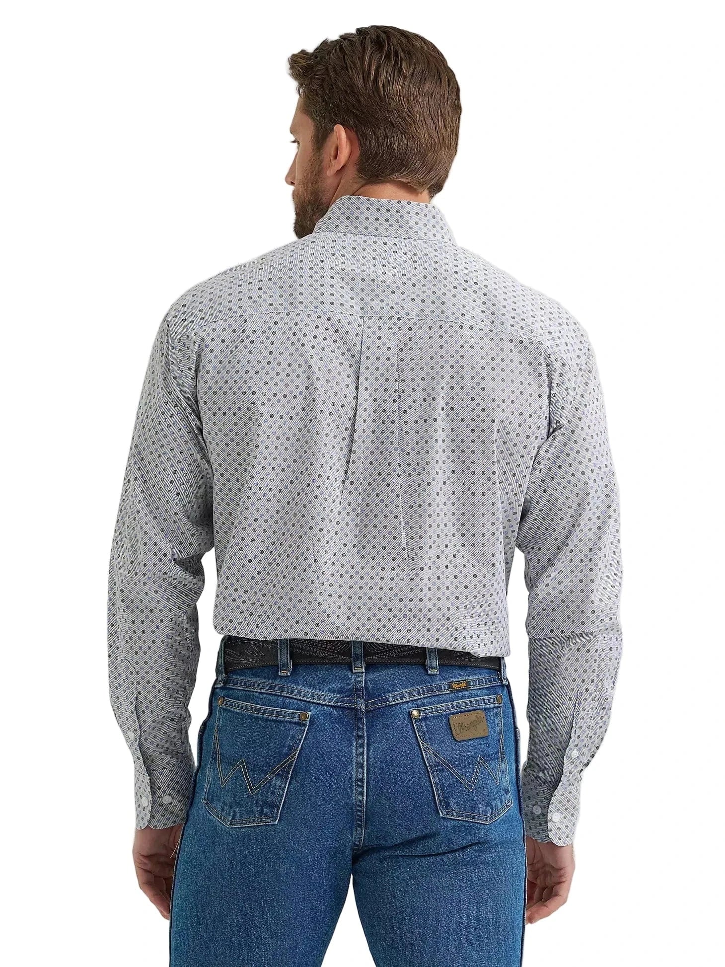 Wrangler Men's Blue Grey Swirl George Strait Button Down Shirt 112369599 - Image 3