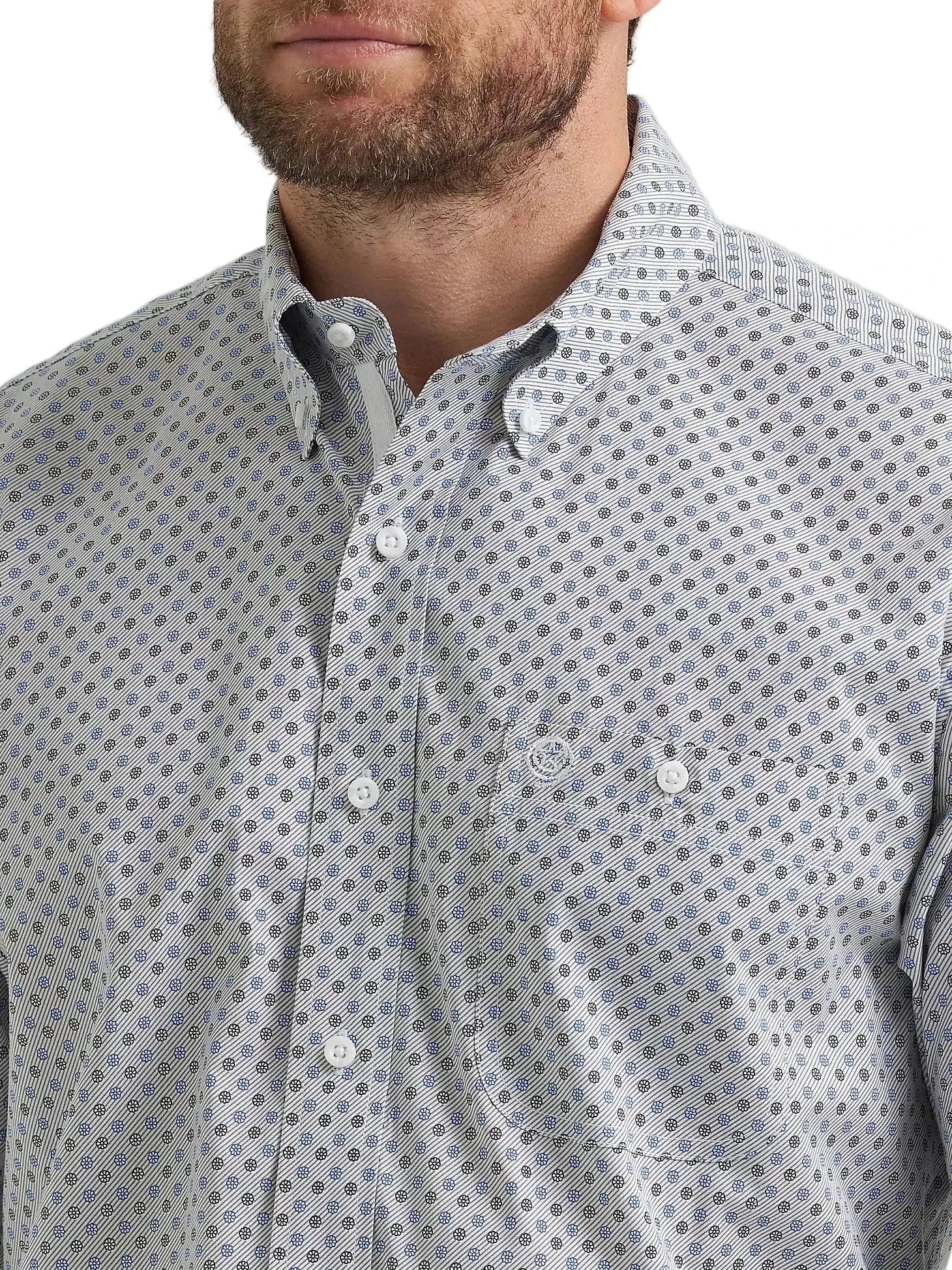 Wrangler Men's Blue Grey Swirl George Strait Button Down Shirt 112369599 - Image 4