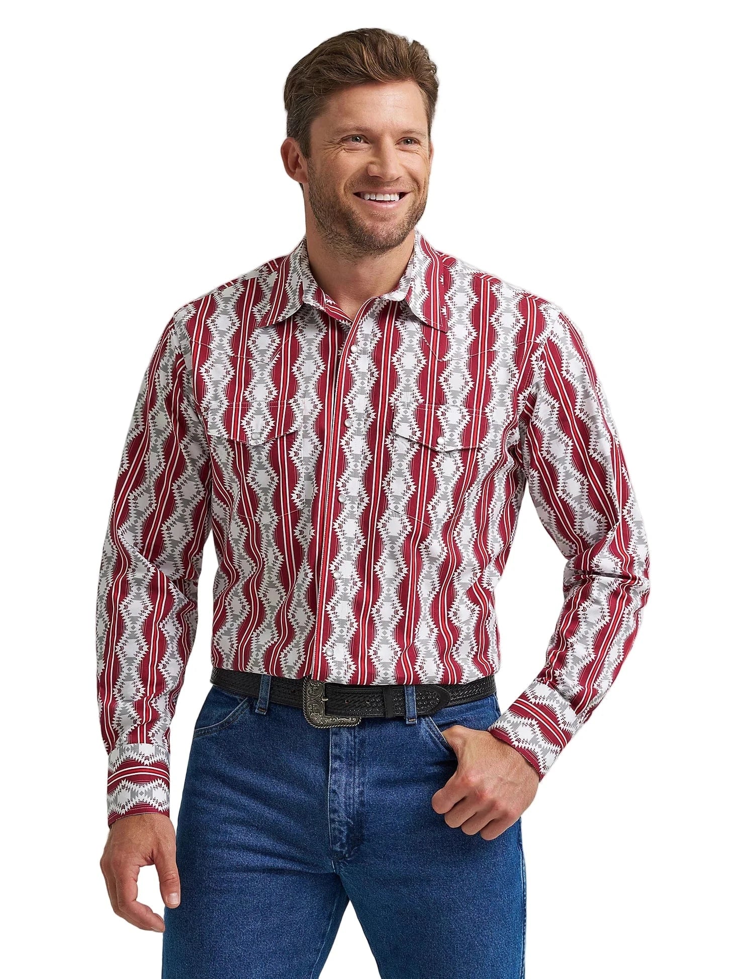 Wrangler Men's Burgundy Shadow Checotah Western Shirt 112367722