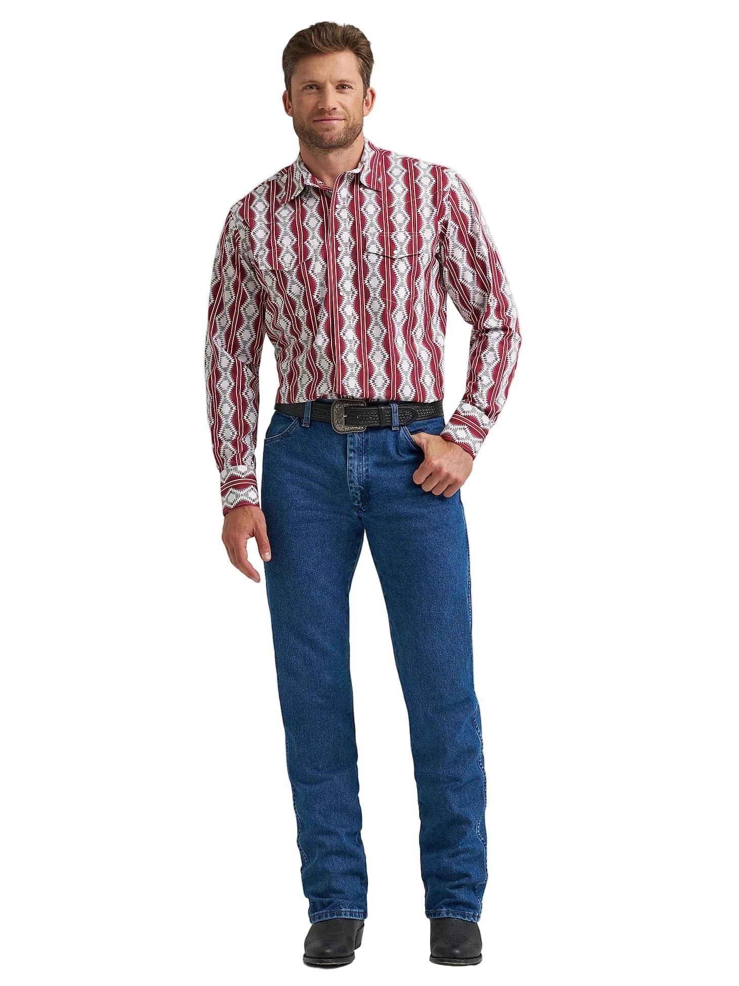 Wrangler Men's Burgundy Shadow Checotah Western Shirt 112367722 - Image 2