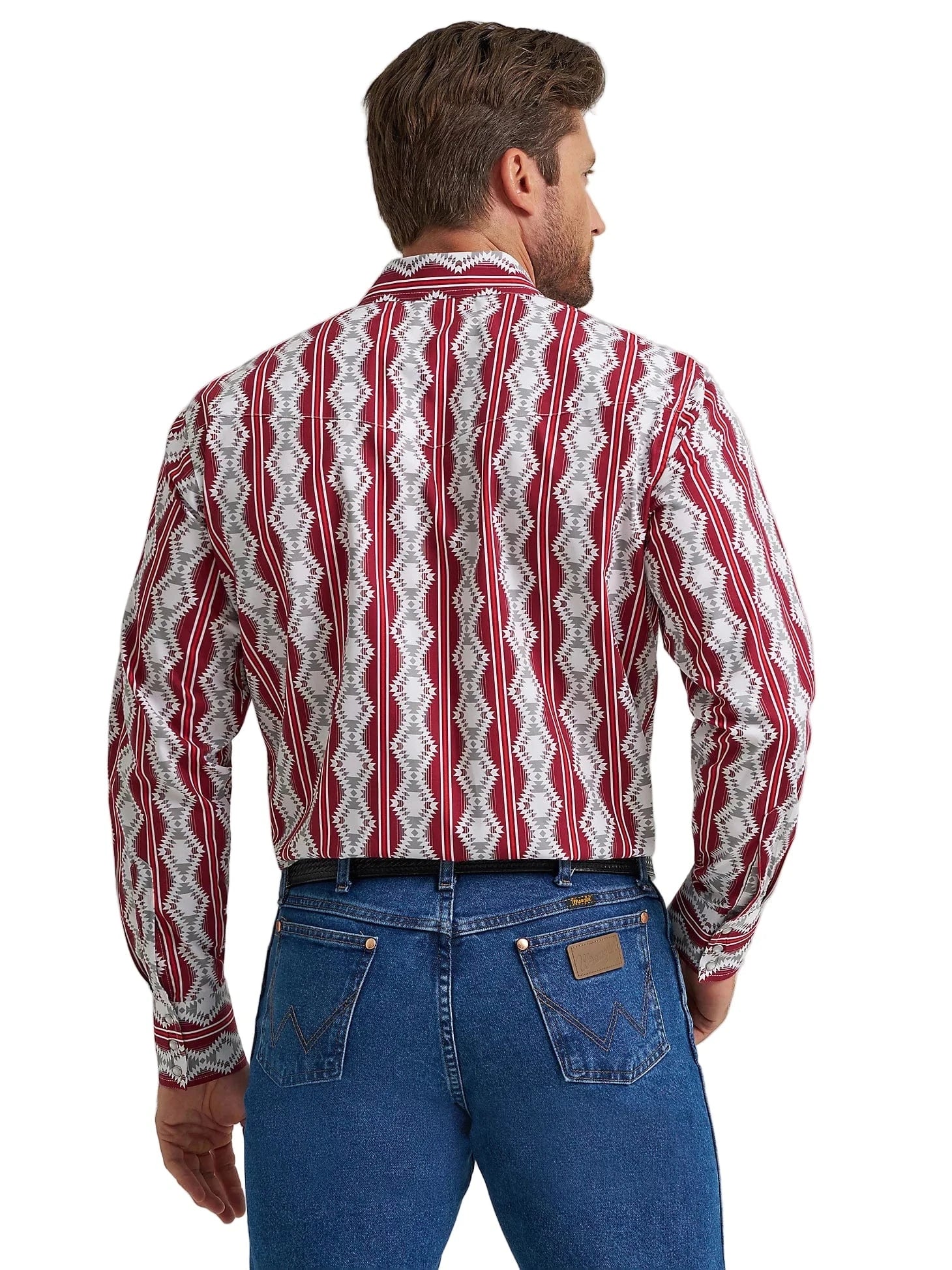 Wrangler Men's Burgundy Shadow Checotah Western Shirt 112367722 - Image 3