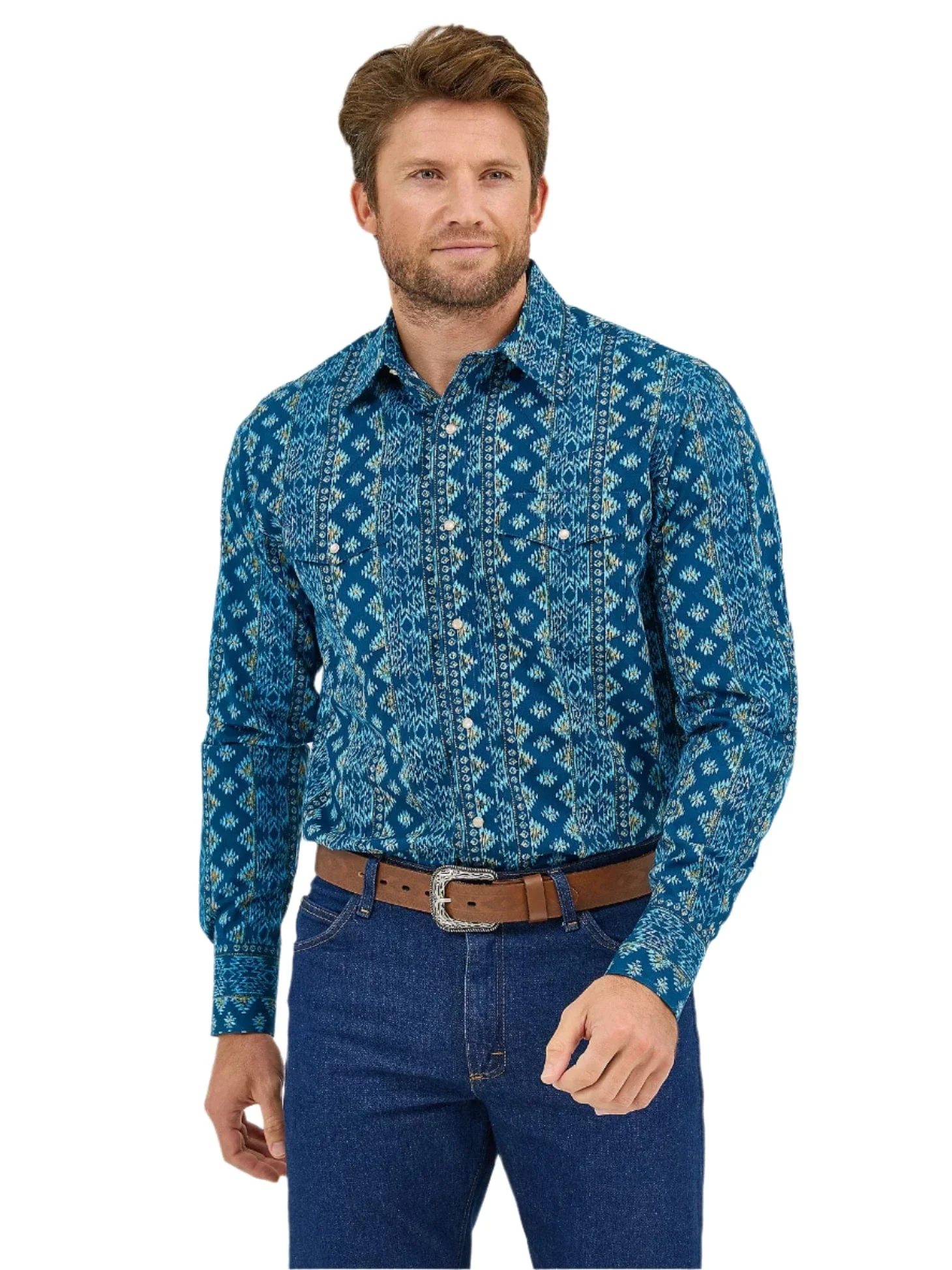 Wrangler Men's Checotah® Long Sleeve Western Snap Printed Shirt 112359440