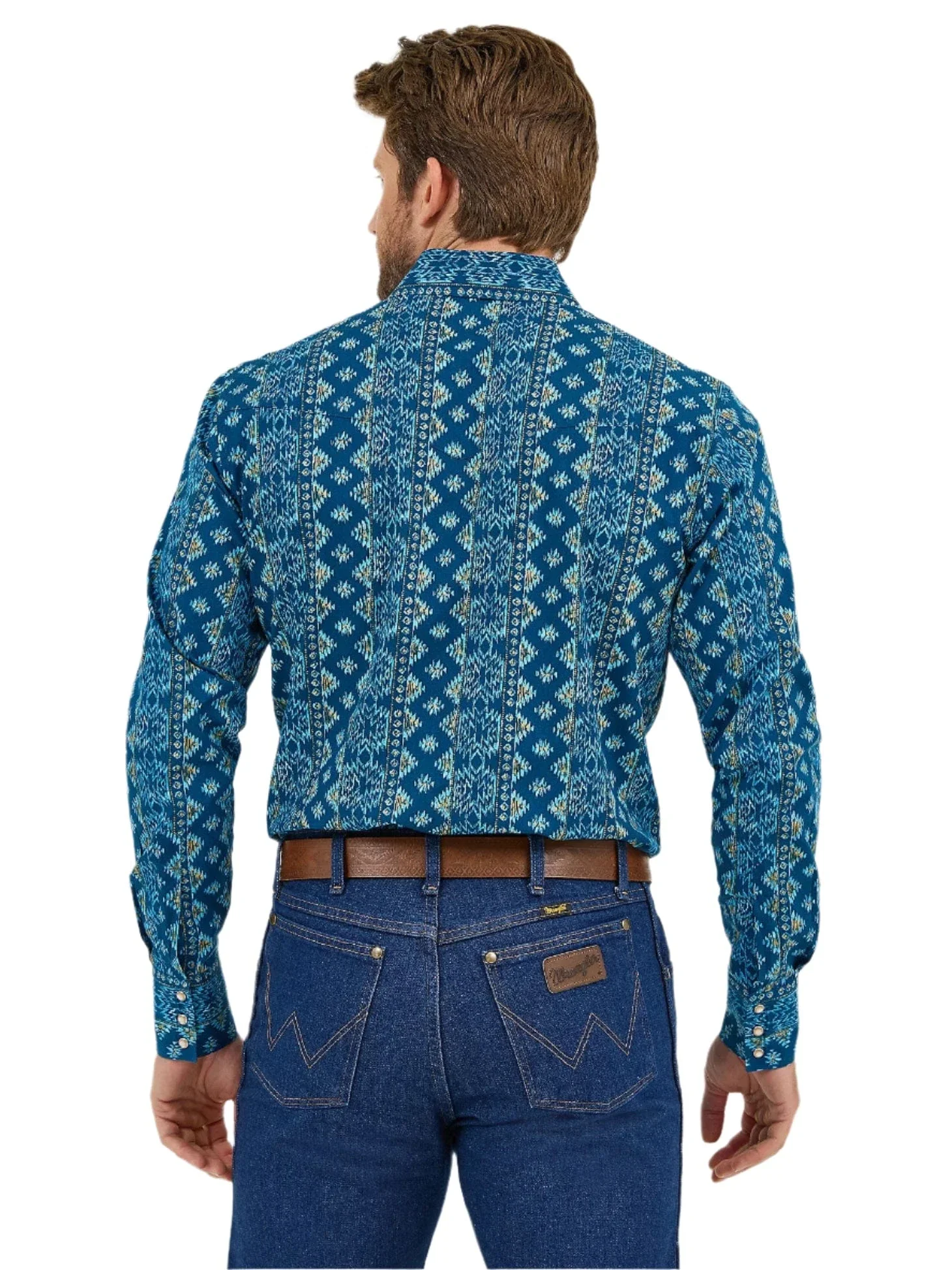 Wrangler Men's Checotah® Long Sleeve Western Snap Printed Shirt 112359440 - Image 2