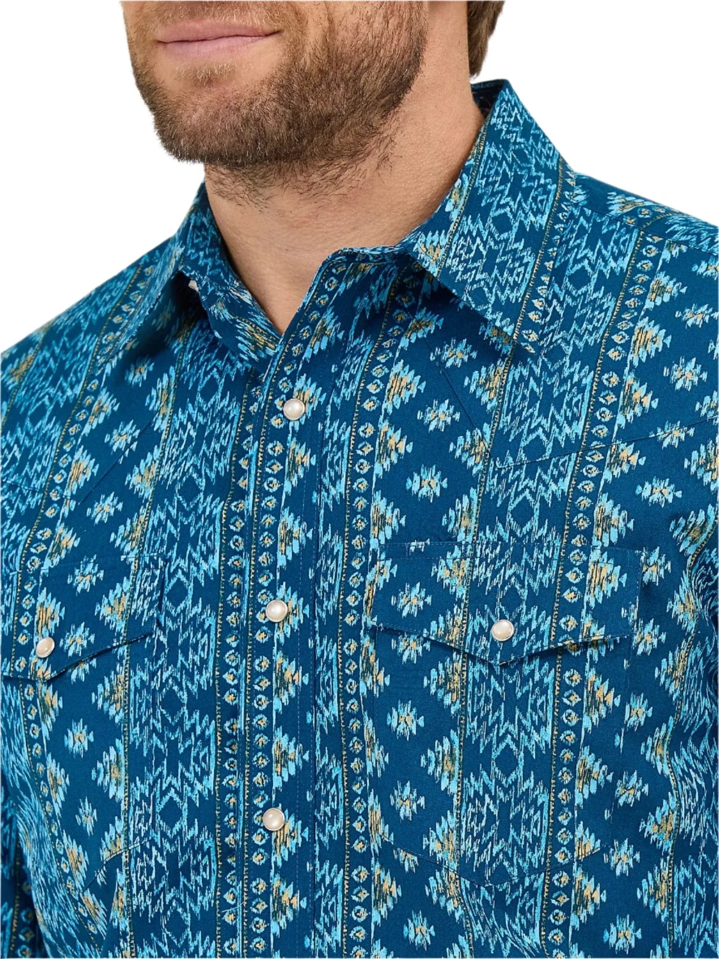 Wrangler Men's Checotah® Long Sleeve Western Snap Printed Shirt 112359440 - Image 3