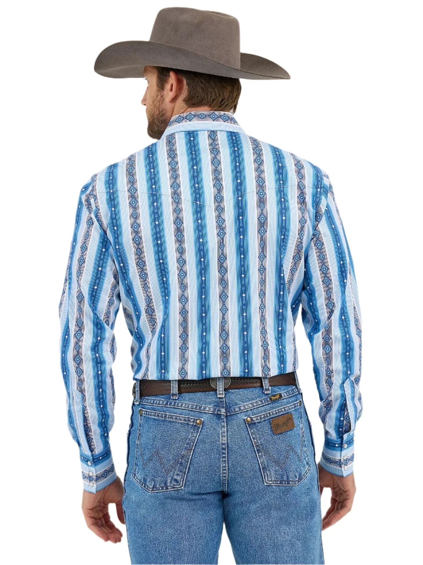 Wrangler Men's Checotah Long Sleeve Western Snap Printed Shirt 112359439 - Image 3