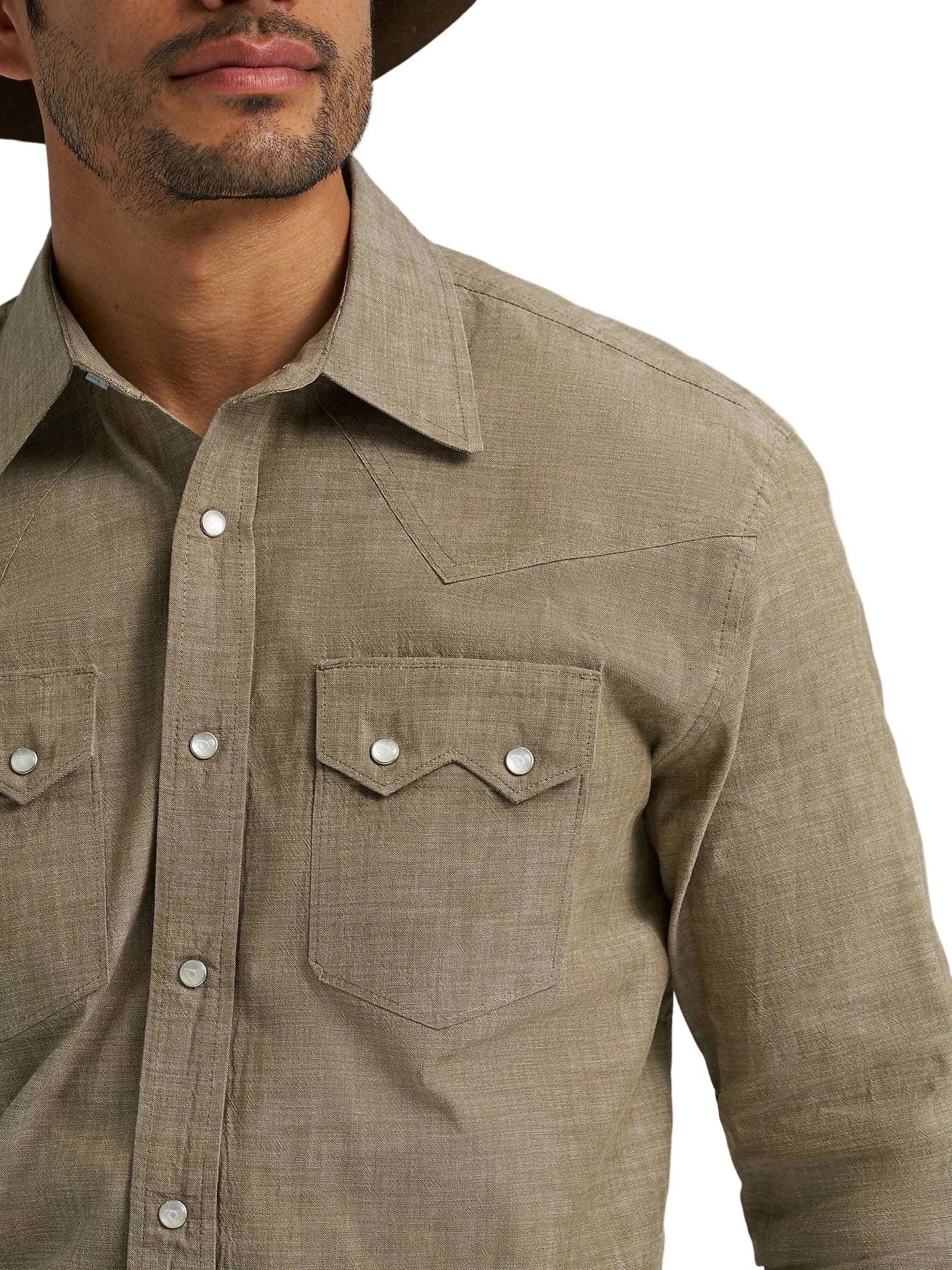 Wrangler Men's Cody Johnson Olive Two Pocket Western Shirt 112368069 - Image 4