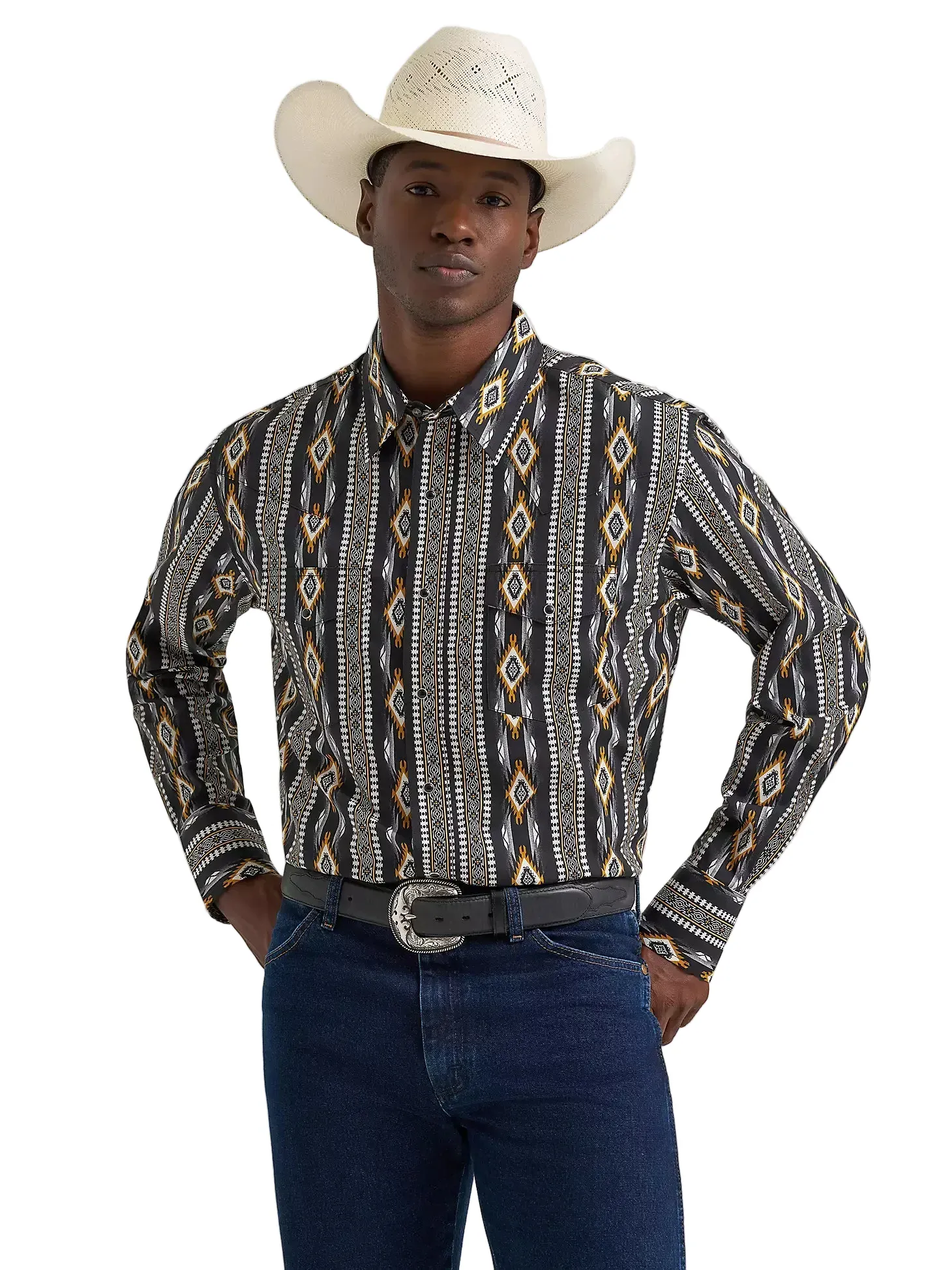 Wrangler Men's Crow Black Checotah Western Snap Shirt 112374910