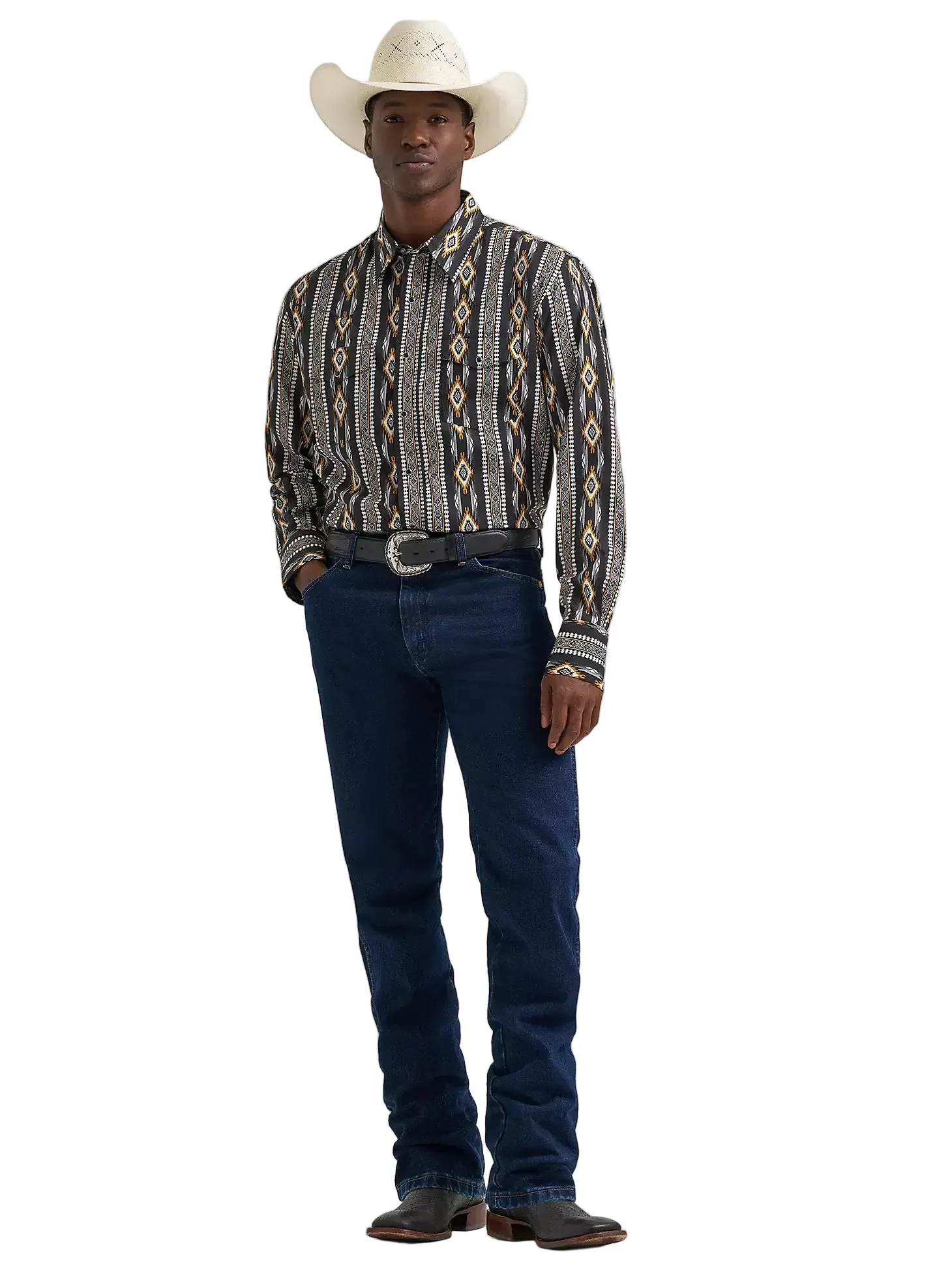 Wrangler Men's Crow Black Checotah Western Snap Shirt 112374910 - Image 2