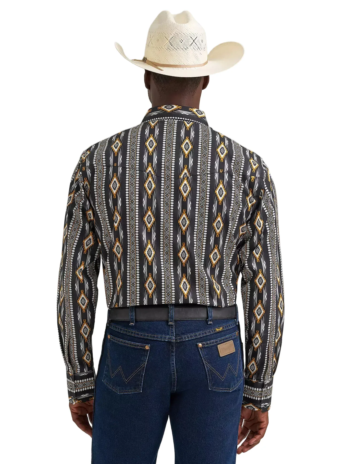 Wrangler Men's Crow Black Checotah Western Snap Shirt 112374910 - Image 3