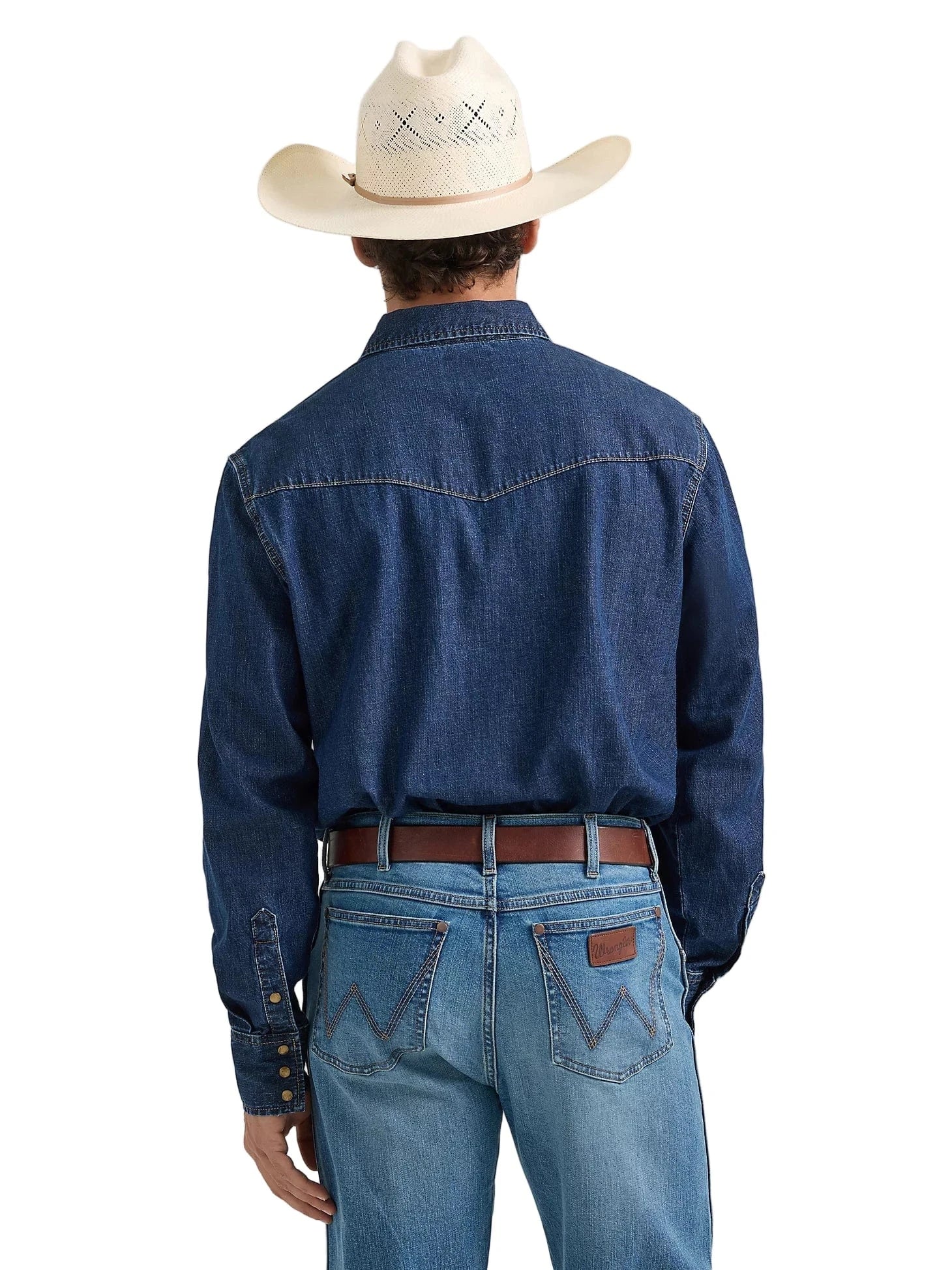 Wrangler Men's Dark Wash Classic Denim Western Shirt 112361700 - Image 3