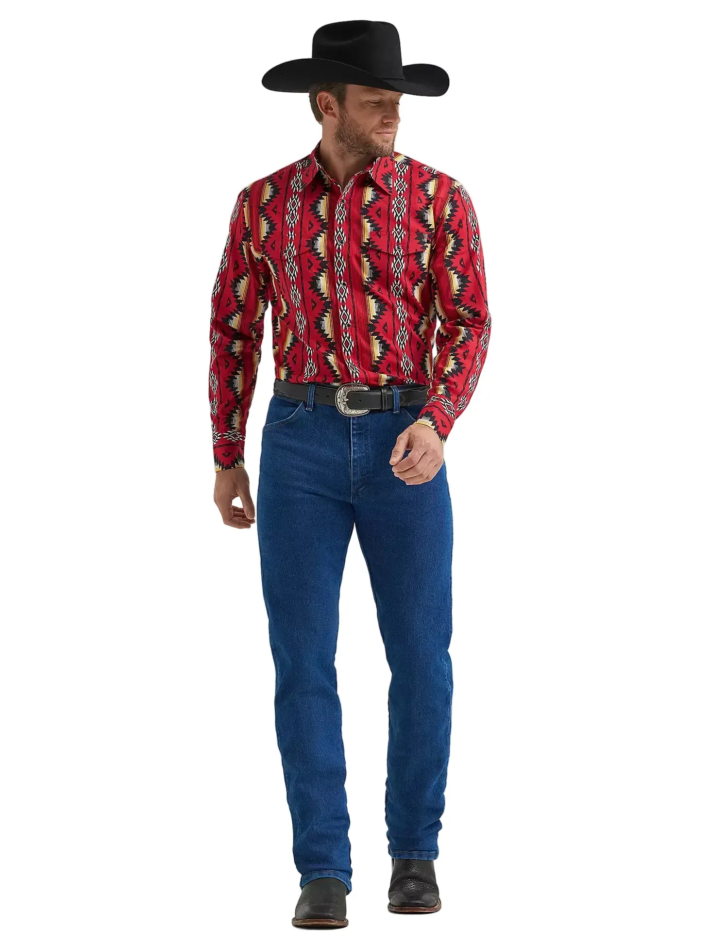 Wrangler Men's Firey Red Checotah Western Snap Shirt 112369430 - Image 2