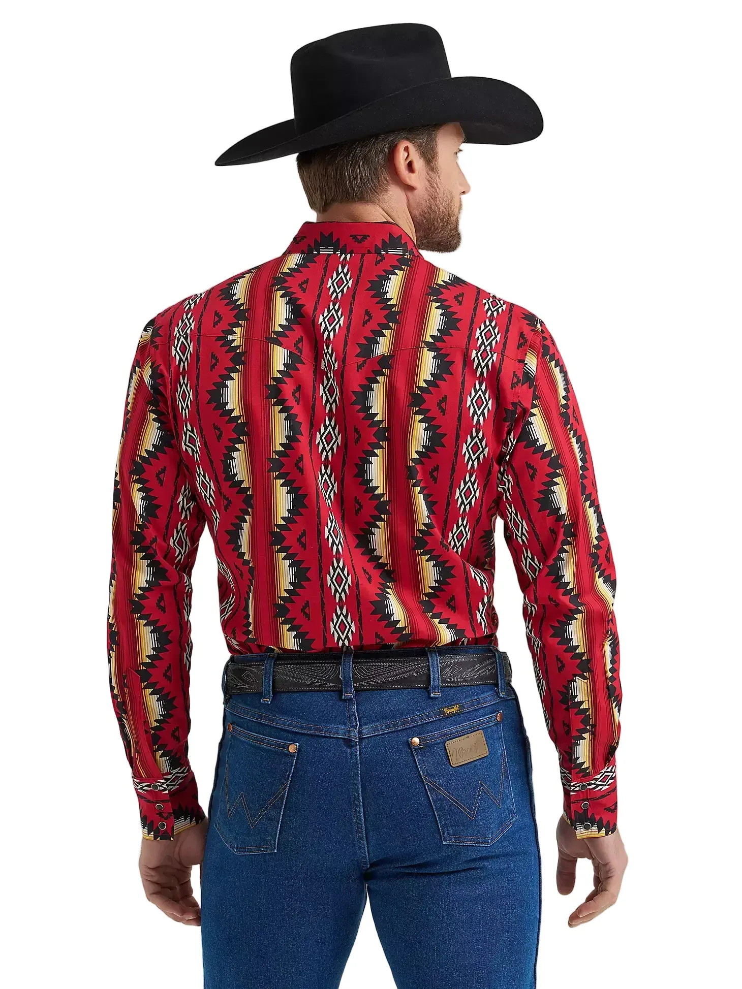 Wrangler Men's Firey Red Checotah Western Snap Shirt 112369430 - Image 3
