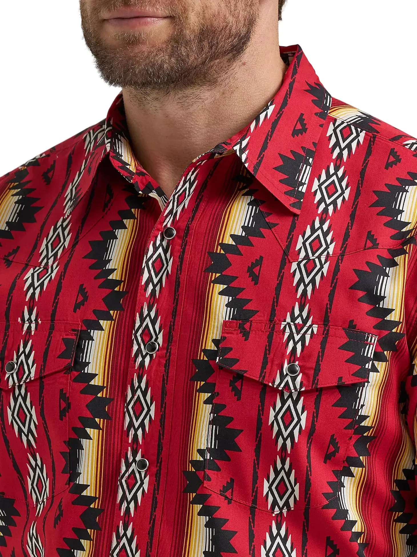 Wrangler Men's Firey Red Checotah Western Snap Shirt 112369430 - Image 4