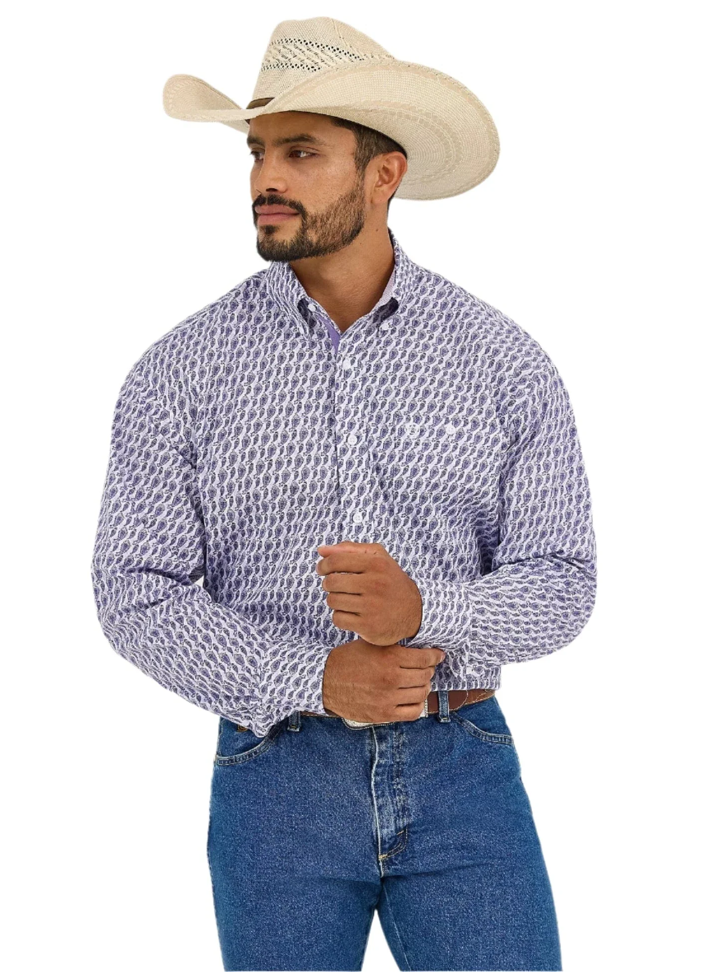 Wrangler Men's George Strait Amethyst Long Sleeve Button Down Western Shirt 112365401