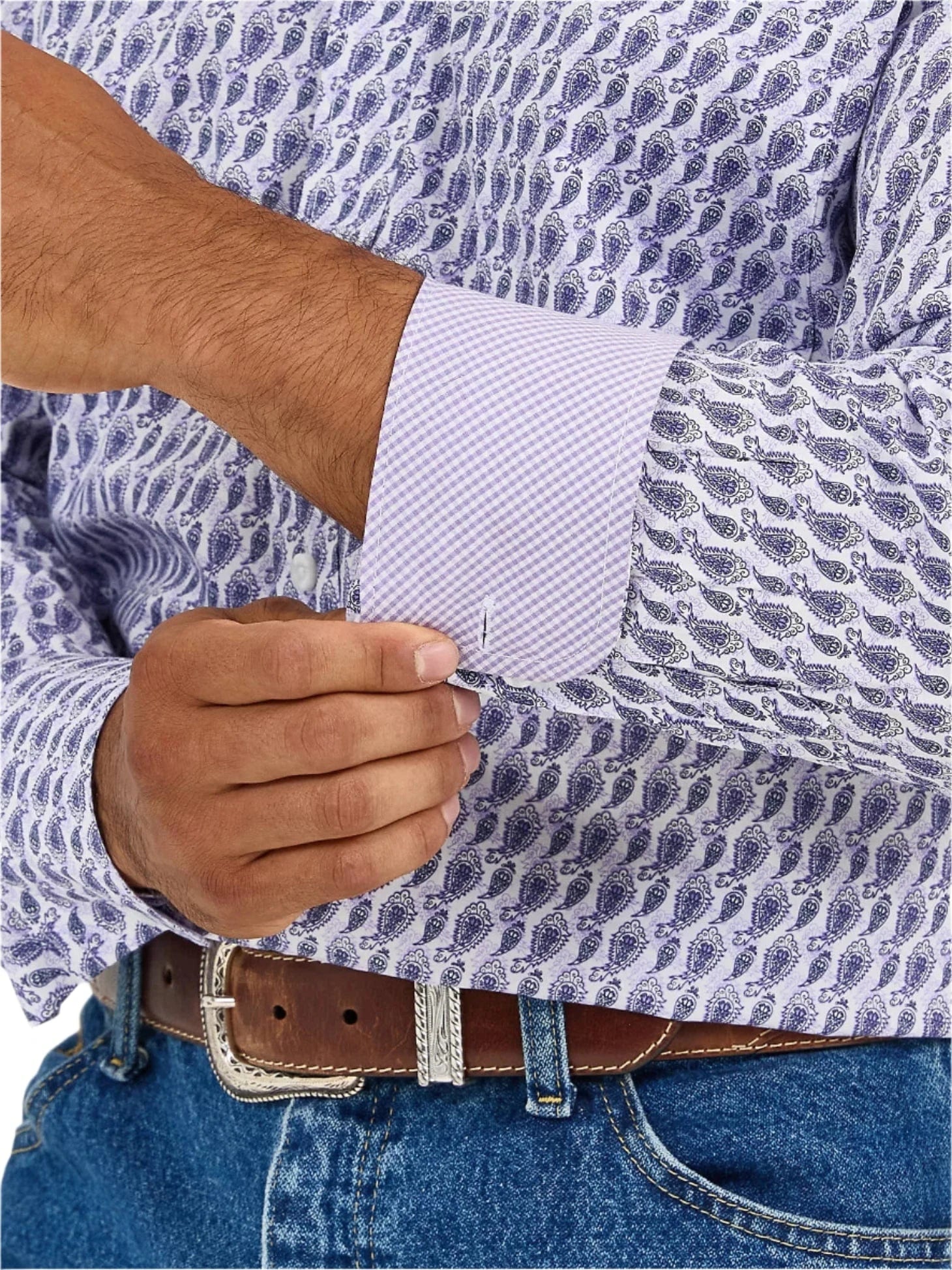 Wrangler Men's George Strait Amethyst Long Sleeve Button Down Western Shirt 112365401 - Image 4