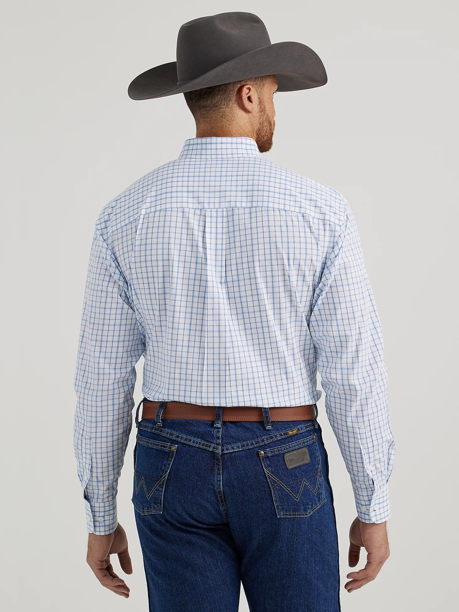 Wrangler Men's George Strait Check White Long Sleeve Button Down Shirt 112344870 - Image 2