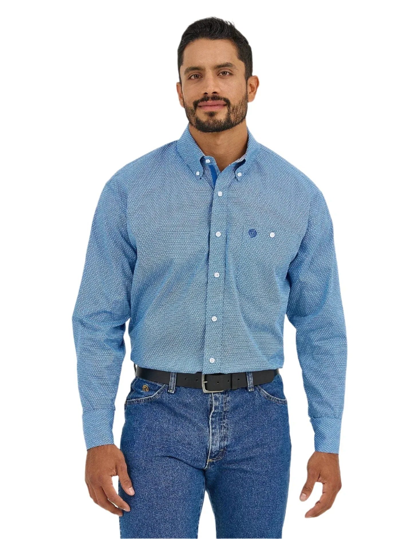 Wrangler Men's George Strait Dusty Blue Long Sleeve Button Down Shirt 112365377