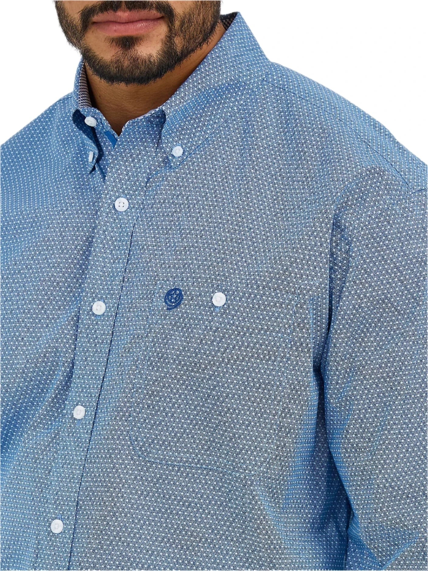 Wrangler Men's George Strait Dusty Blue Long Sleeve Button Down Shirt 112365377 - Image 3