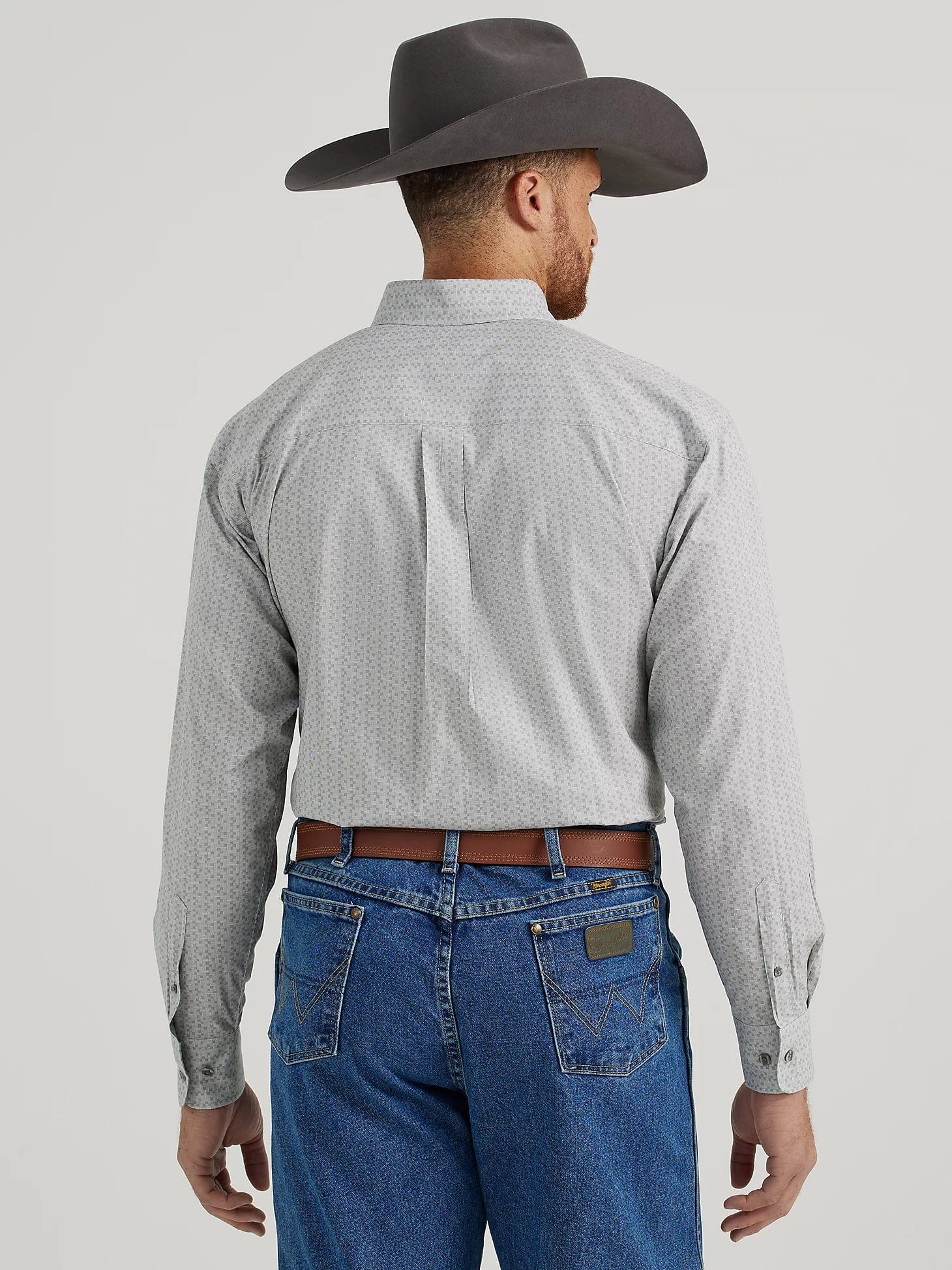 Wrangler Men's George Strait Grey Hatches Long Sleeve Button Down Shirt 112344887 - Image 2