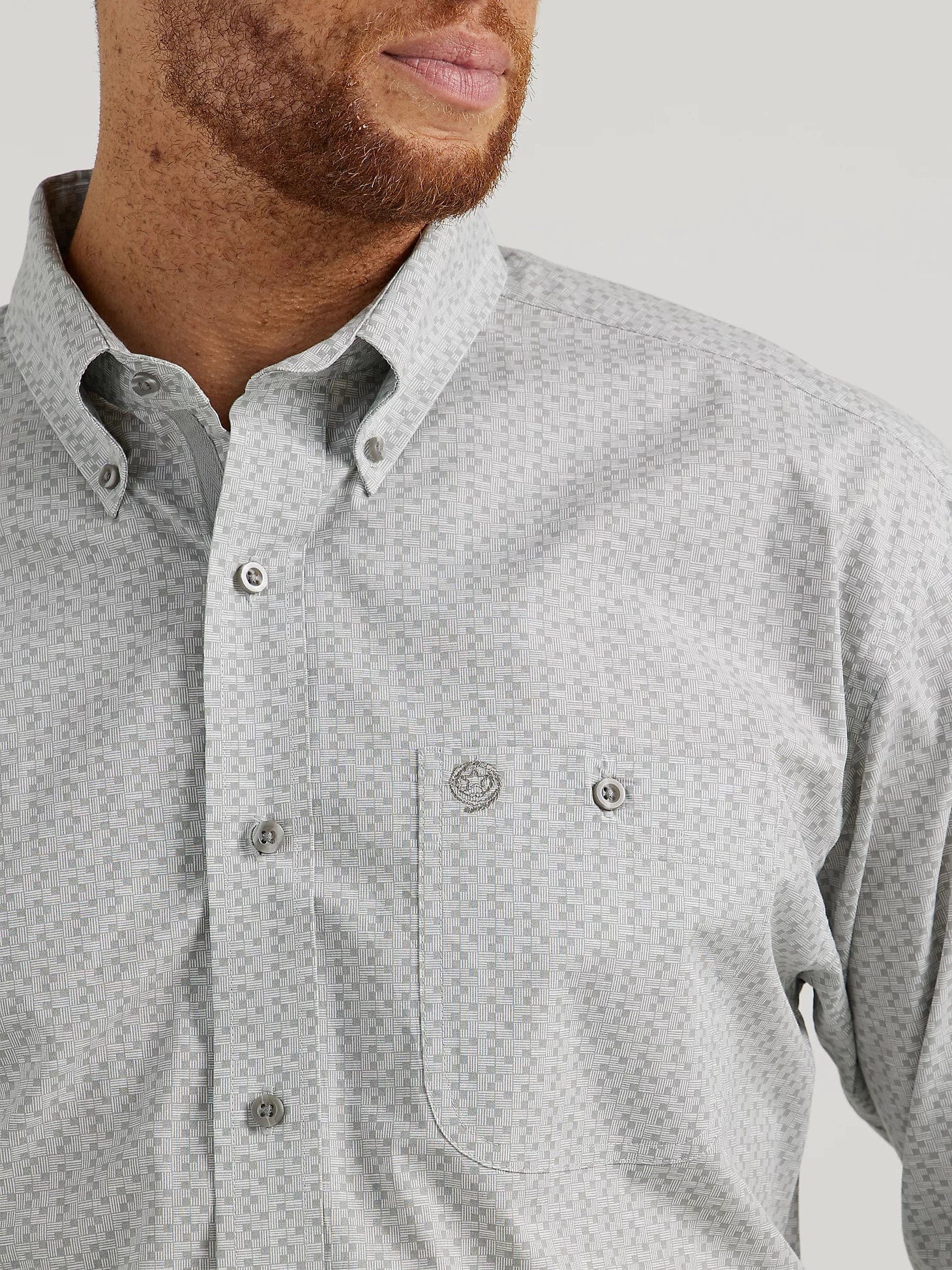 Wrangler Men's George Strait Grey Hatches Long Sleeve Button Down Shirt 112344887 - Image 3