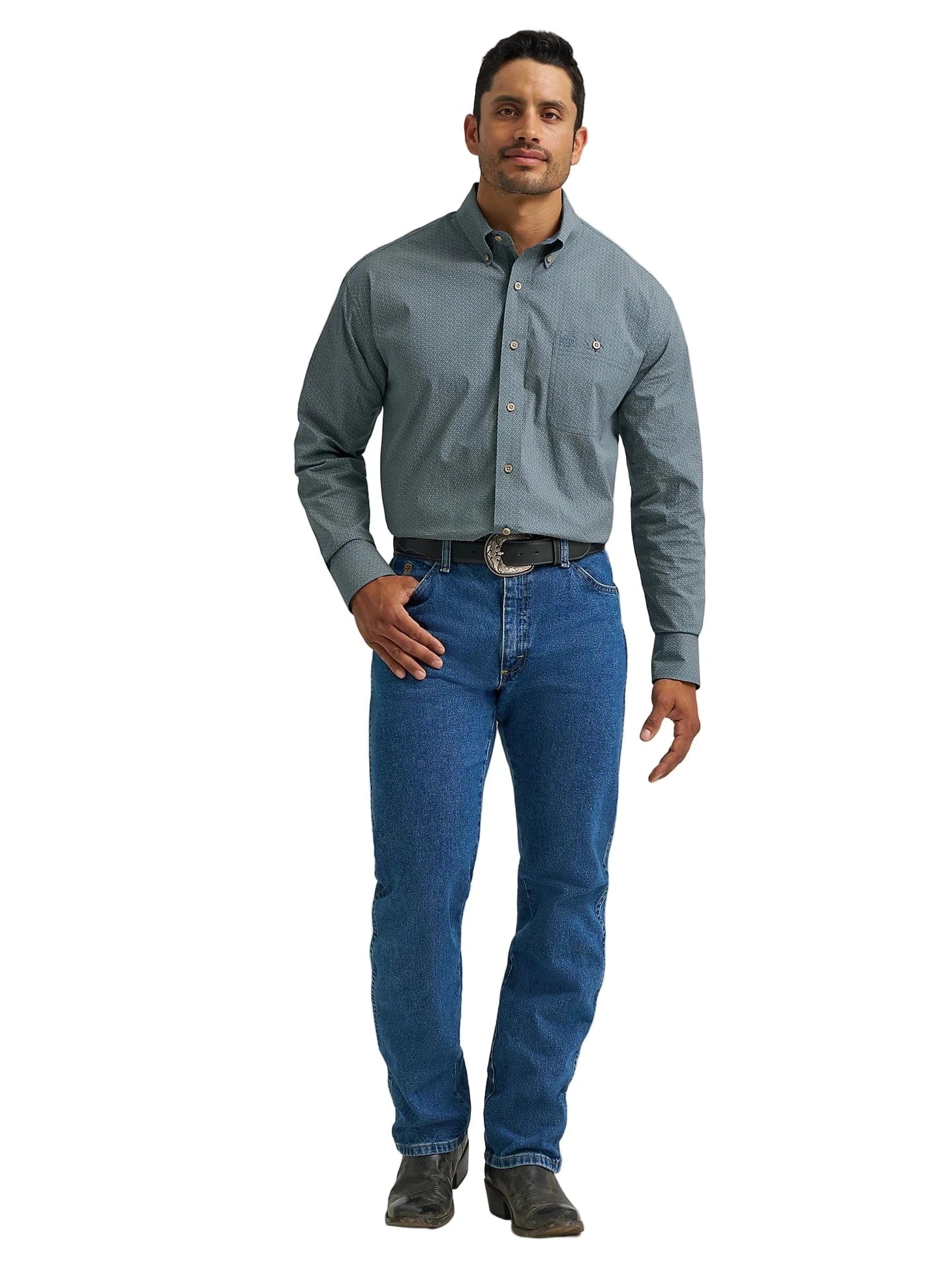 Wrangler Men's George Strait Mallard Geometric Western Shirt 112368204 - Image 2