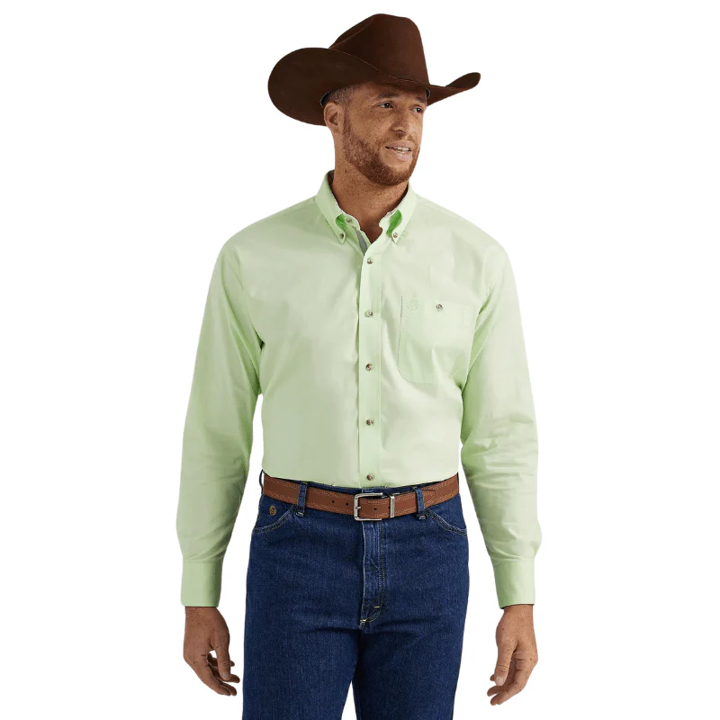 Wrangler Men's George Strait Solid Kelly Long Sleeve Button Down Shirt 112344874