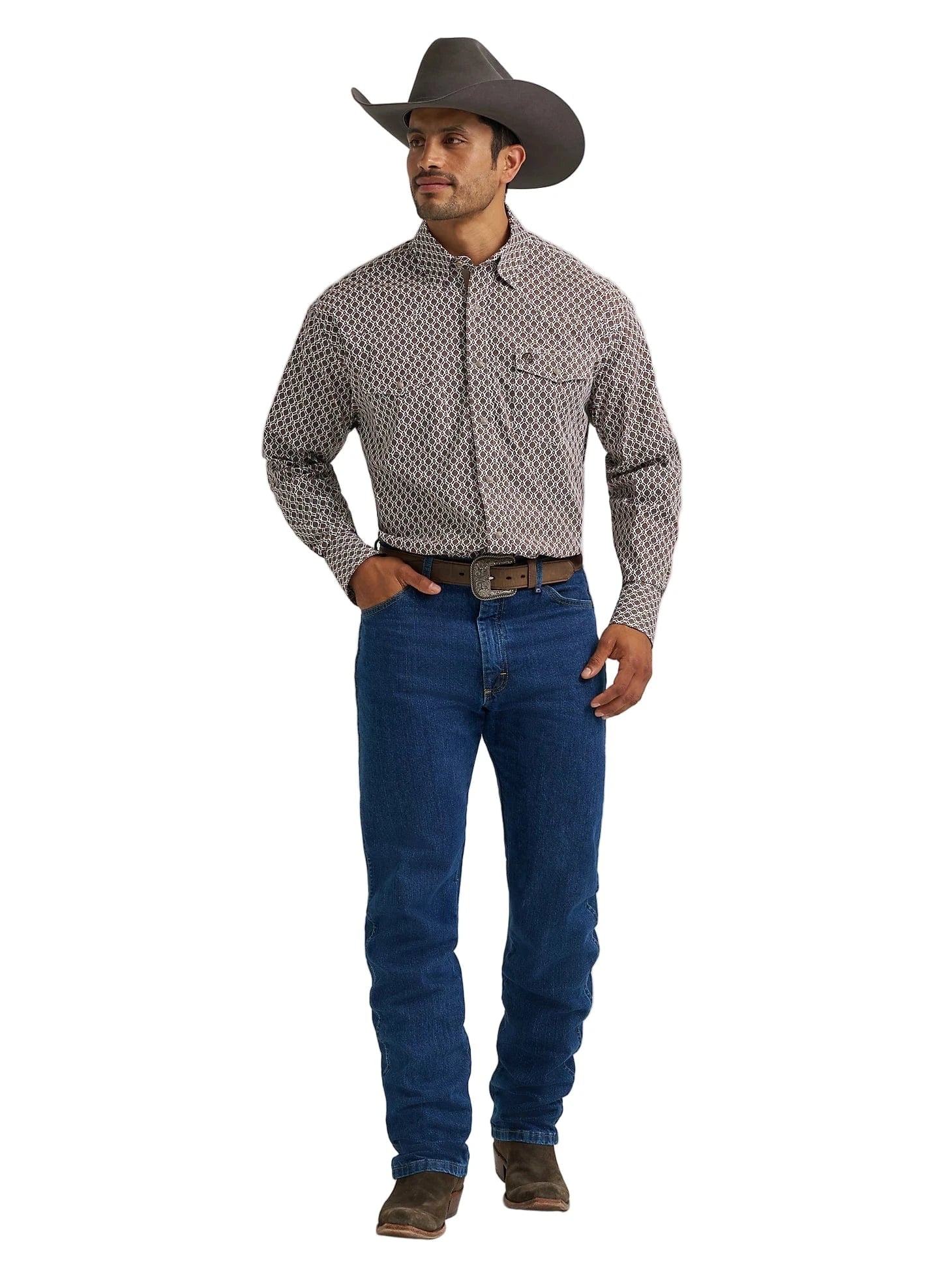 Wrangler Men's George Strait Coffee Splash Troubadour Western Shirt 112368211 - Image 2