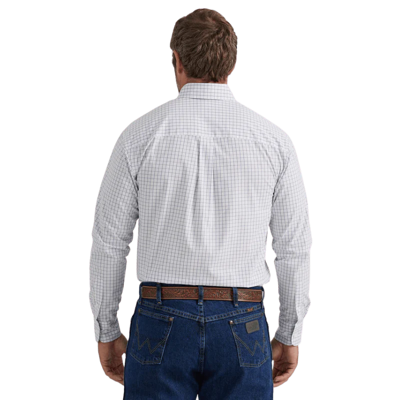 Wrangler Men's George Strait White Plaid Long Sleeve Western Shirt 112338101 - Image 2