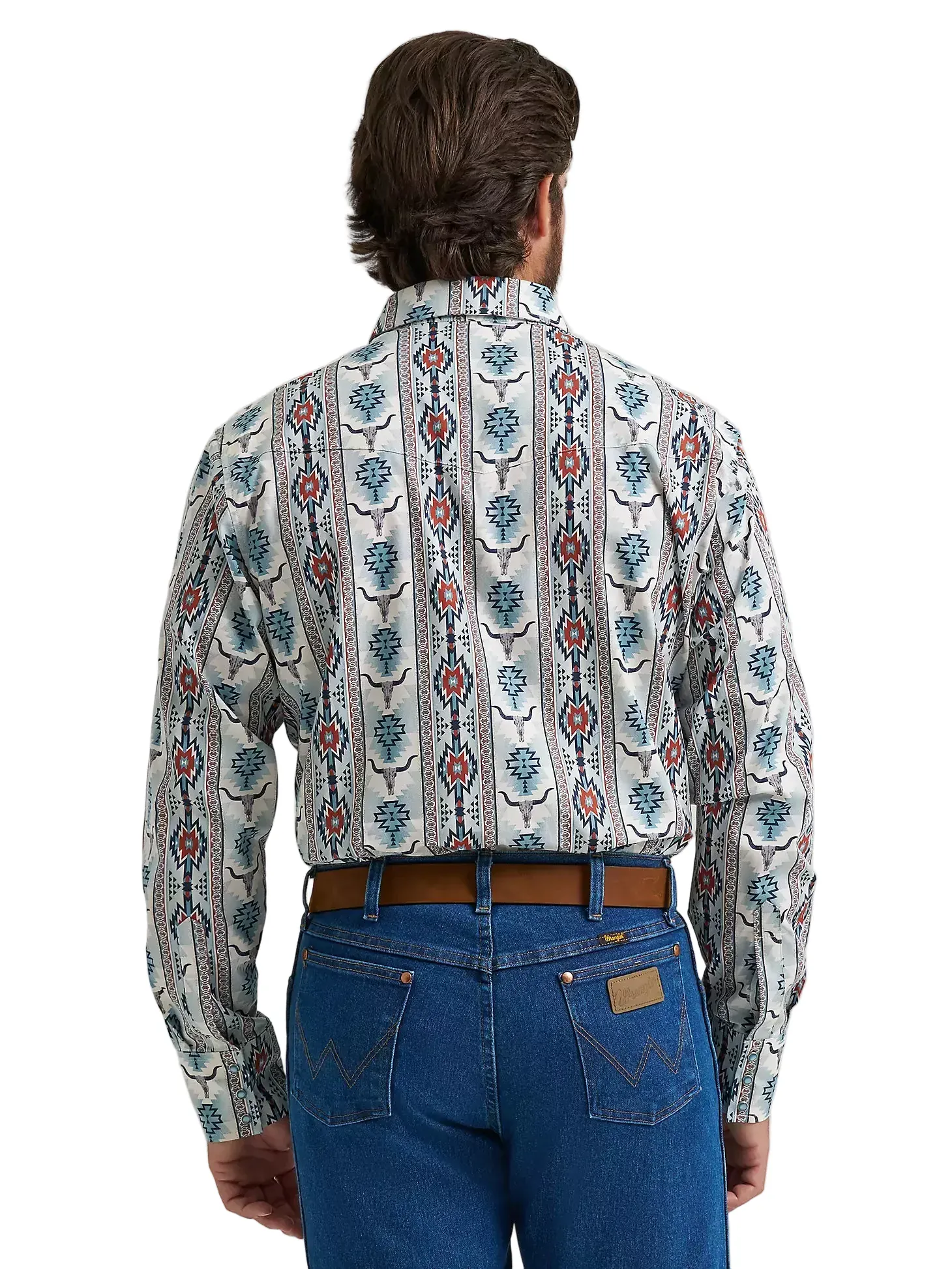 Wrangler Men's Gray Steerhead Checotah Western Snap Shirt 112374908 - Image 2