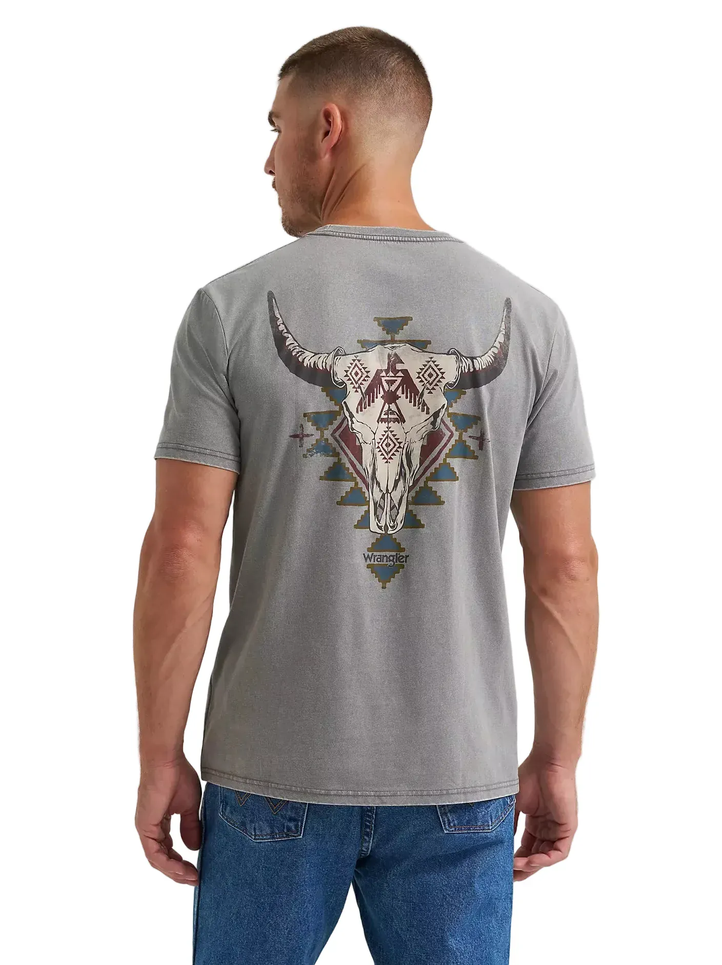 Wrangler Men's Grey Heather Steer Skull T-Shirt 112372848 - Image 2