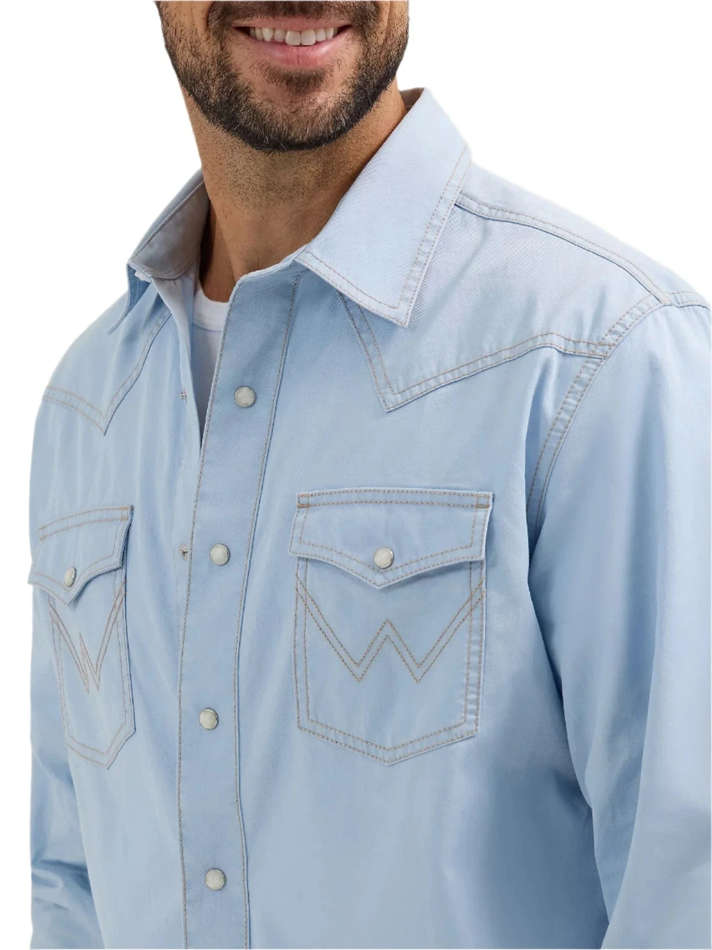 Wrangler Men's Ice Blue Retro Premium Western Snap Shirt 112365625 - Image 3