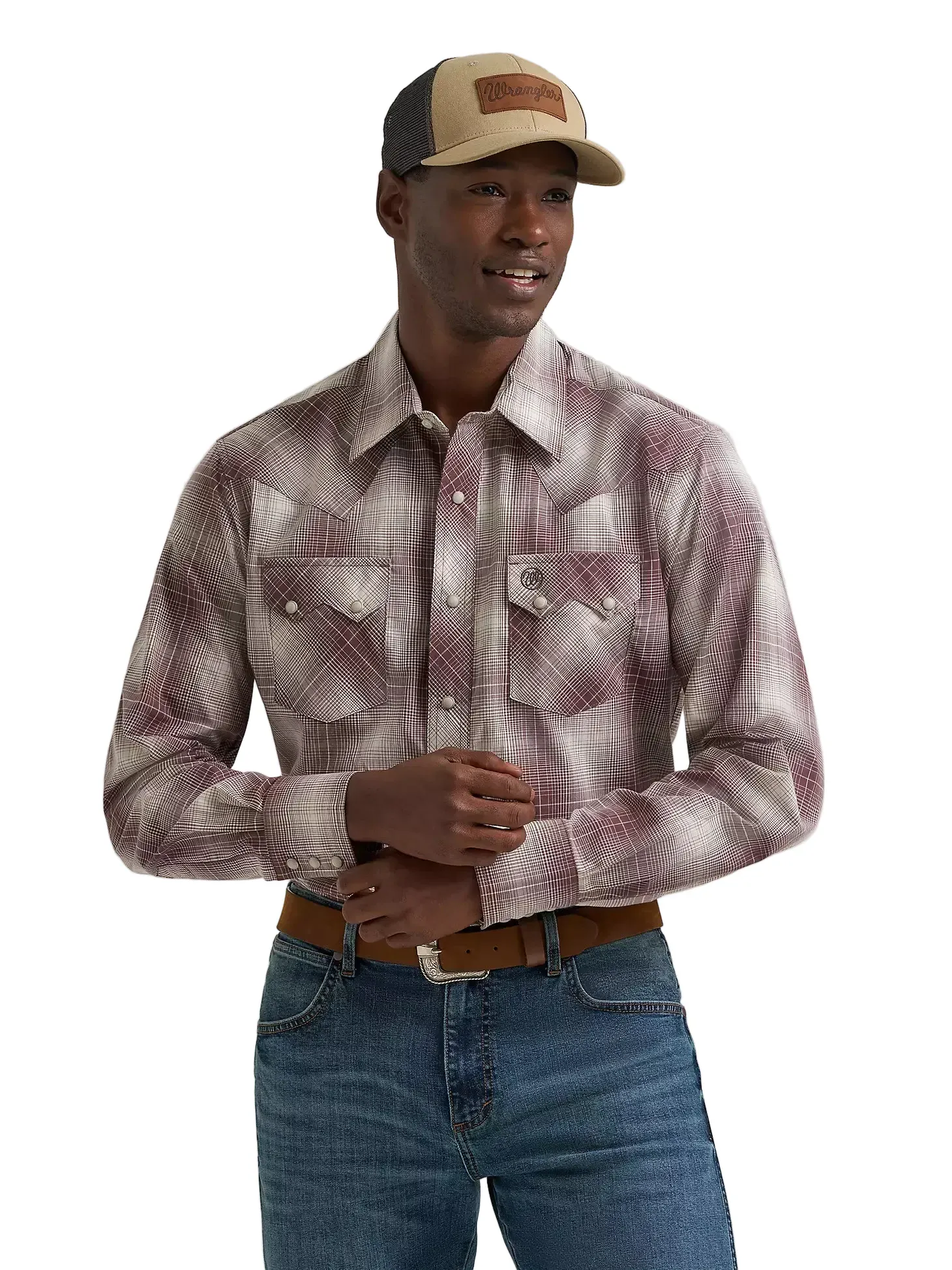 Wrangler Men's Mahogany Retro Sawtooth Long Sleeve Snap Shirt 112374733