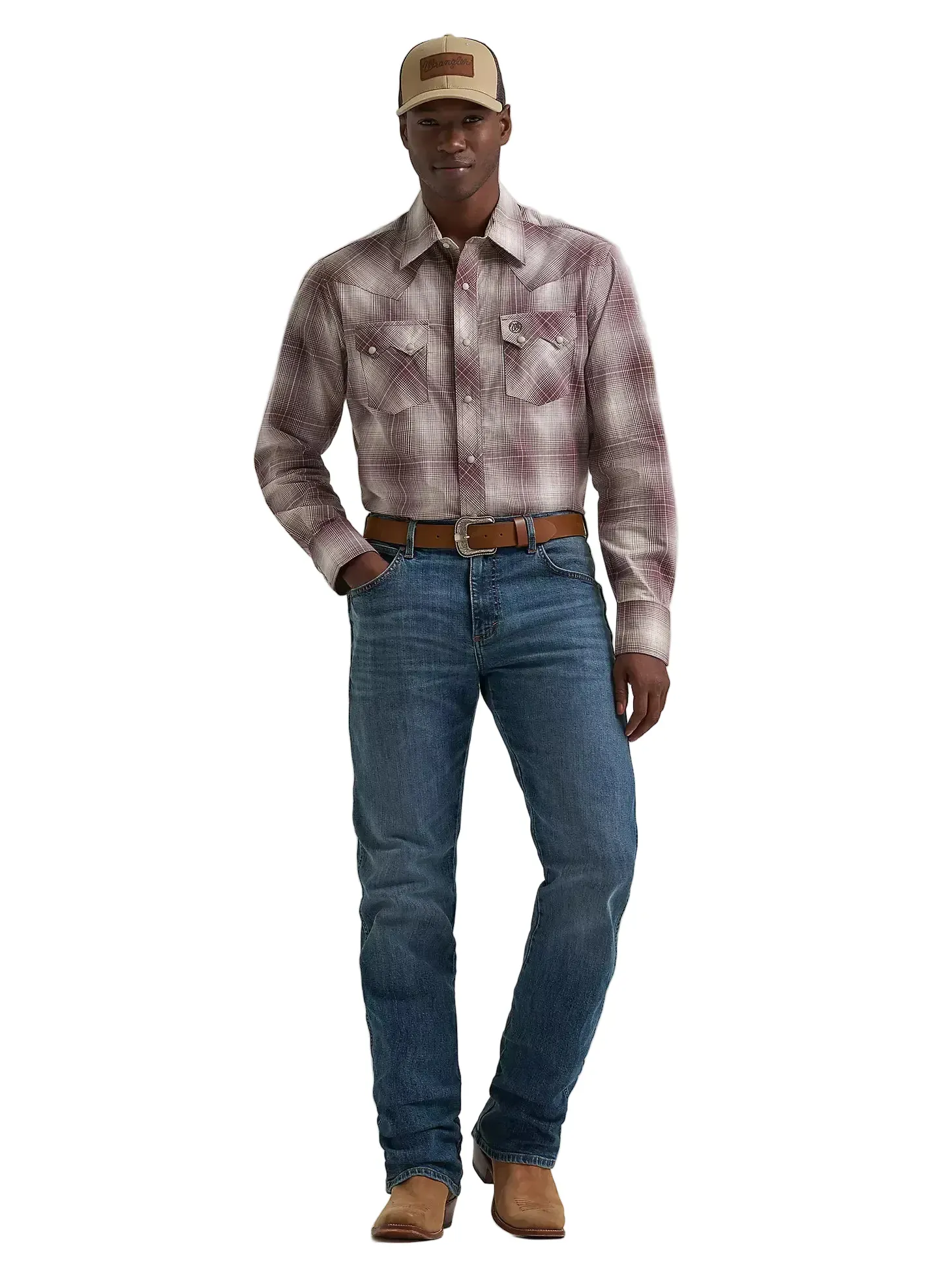 Wrangler Men's Mahogany Retro Sawtooth Long Sleeve Snap Shirt 112374733 - Image 2