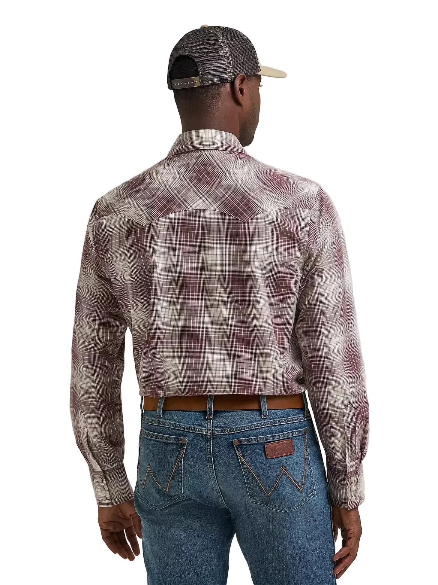 Wrangler Men's Mahogany Retro Sawtooth Long Sleeve Snap Shirt 112374733 - Image 3