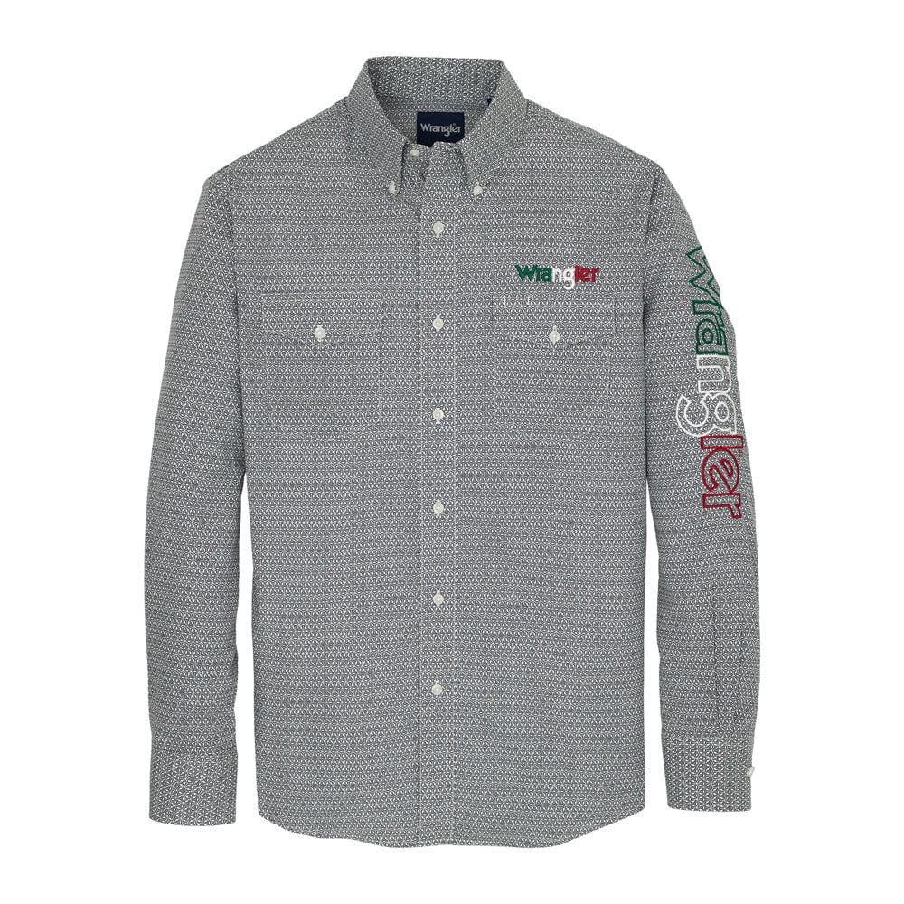 Wrangler Men's Mexico Flag Button Down Western Shirt 112359483