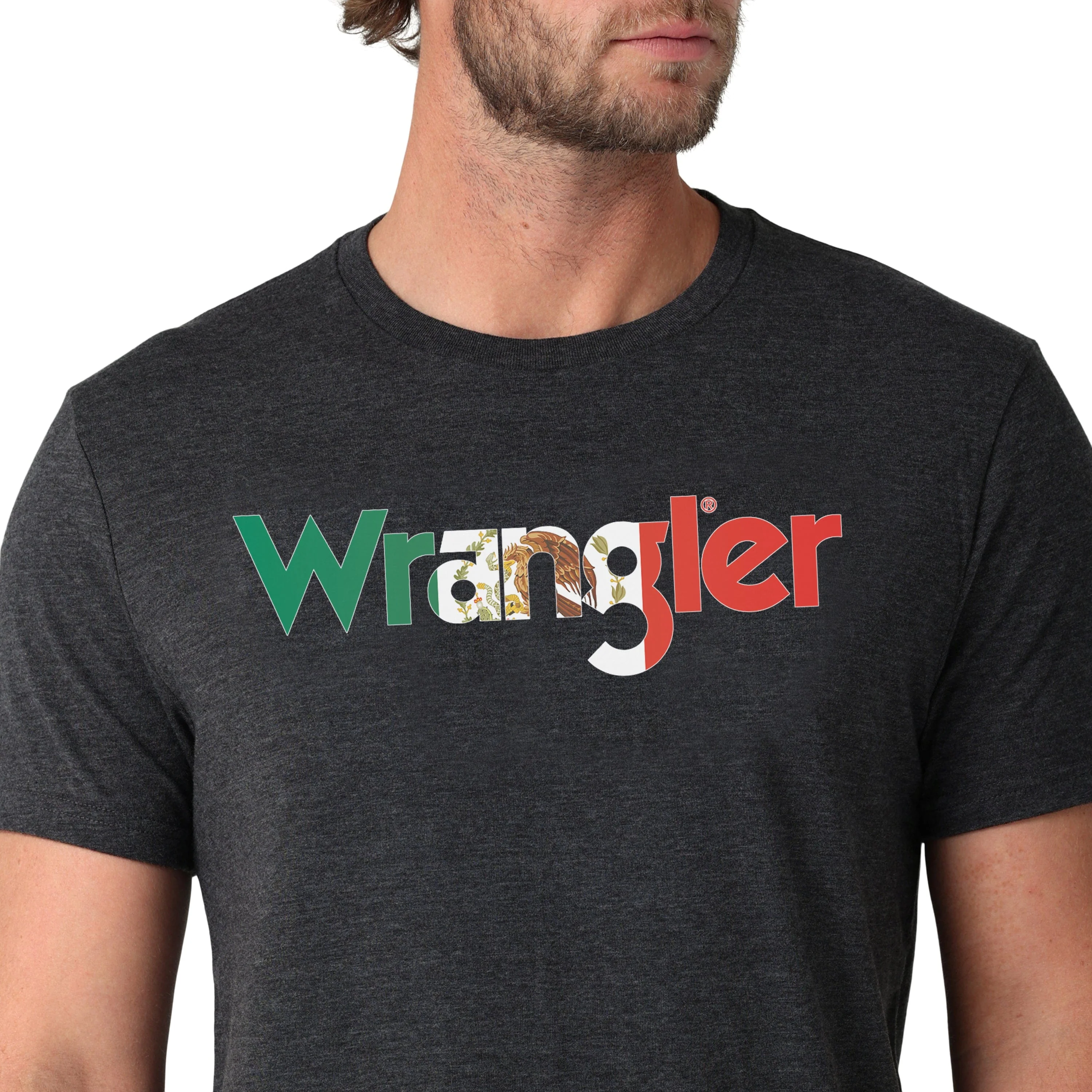 Wrangler Men's Mexico Flag Logo Charcoal Grey T-Shirt 112325775 - Image 4