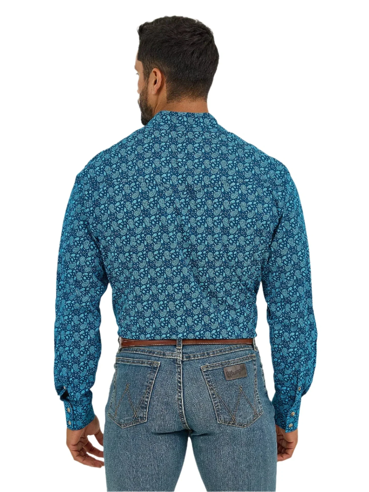 Wrangler Men's Paisley Turquoise 20X Competition Advanced Comfort Long Sleeve Snap Shirt 112365391 - Image 2