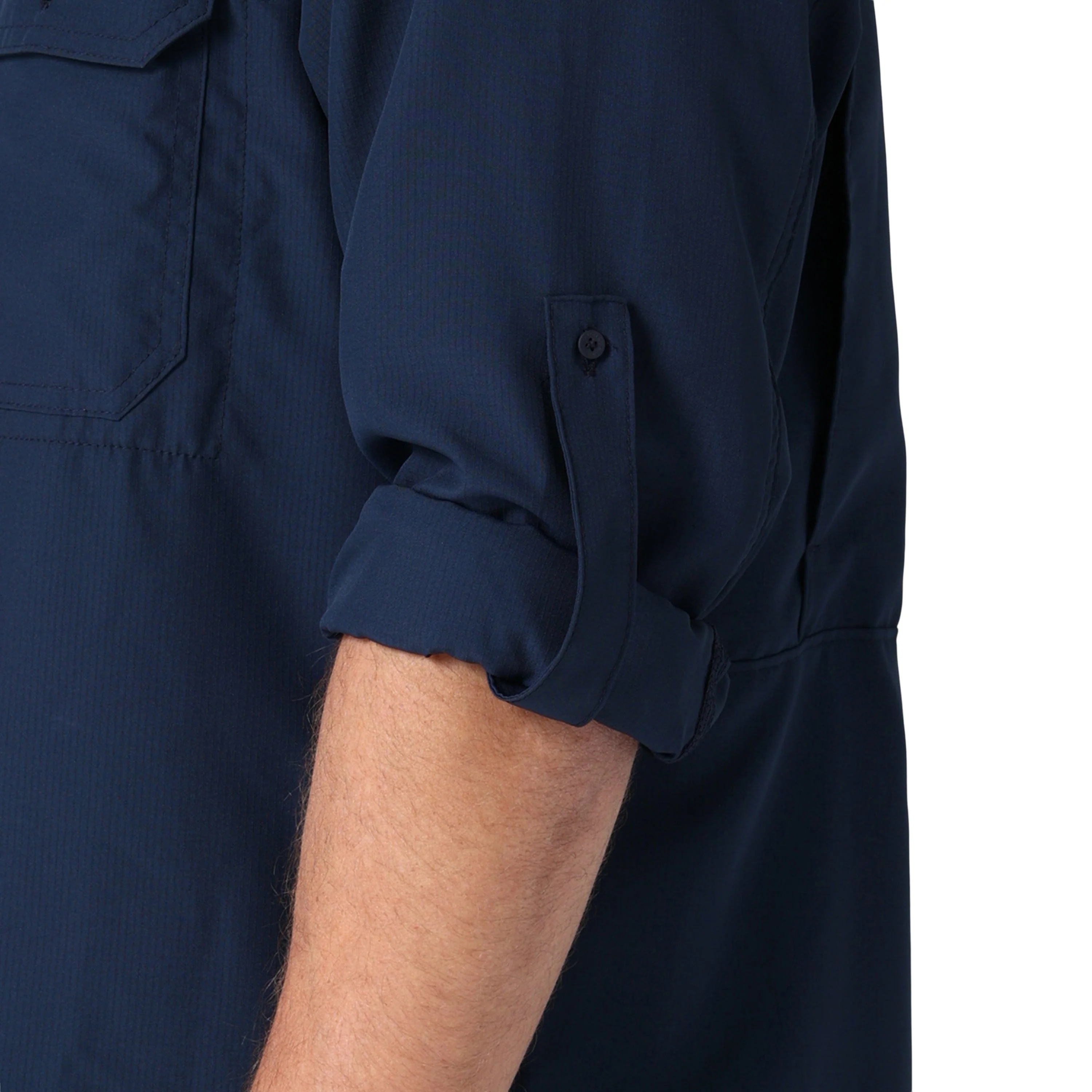 Wrangler Men's Performance Pageant Blue Solid Long Sleeve Button Down Western Shirt 112323771 - Image 5