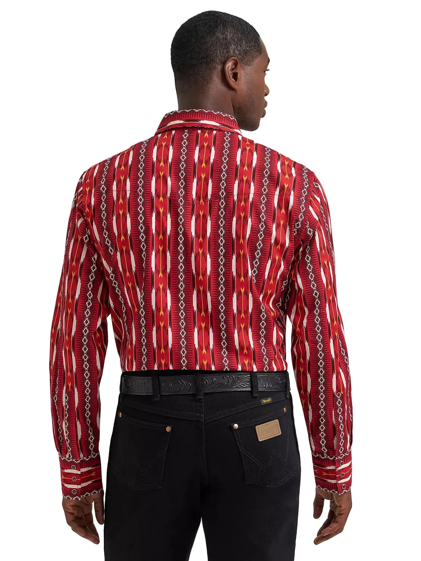 Wrangler Men's Red Fire Arrow Checotah Long Sleeve Western Shirt 112374909 - Image 3