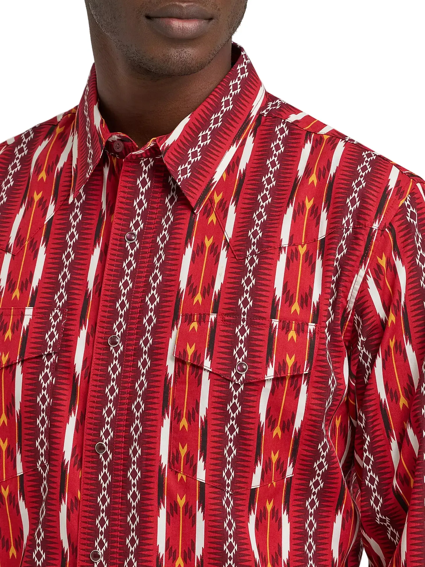 Wrangler Men's Red Fire Arrow Checotah Long Sleeve Western Shirt 112374909 - Image 4