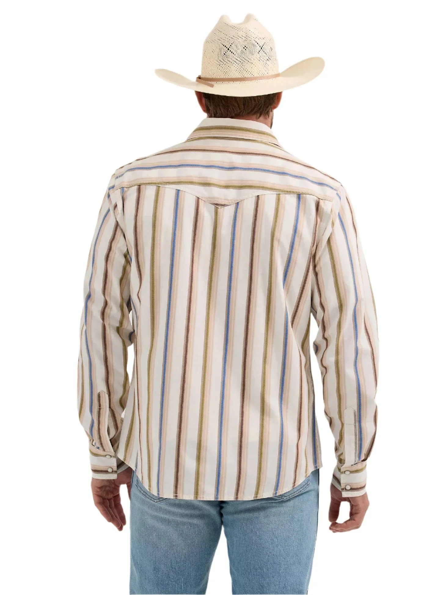 Wrangler Men's Rusty Stripe Retro Premium Brushpopper Western Snap Shirt 112365630 - Image 3