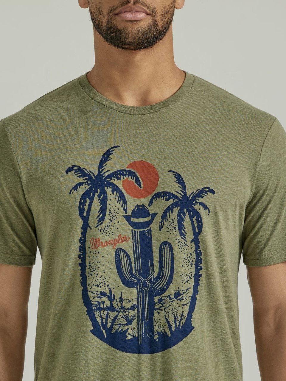 Wrangler Men's Tropical Cactus Deep Lichen Green Short Sleeve Graphic T-Shirt 112346609 - Image 3